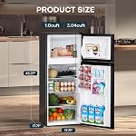 Upstreman 4.0 Cu.Ft. Mini Fridge with Freezer, Dorm Essentials, Double Door, Small Refrigerator for Office, Dorm, Bedroom, Adjustable Thermostat, Large Capacity, Stainless-SR401
