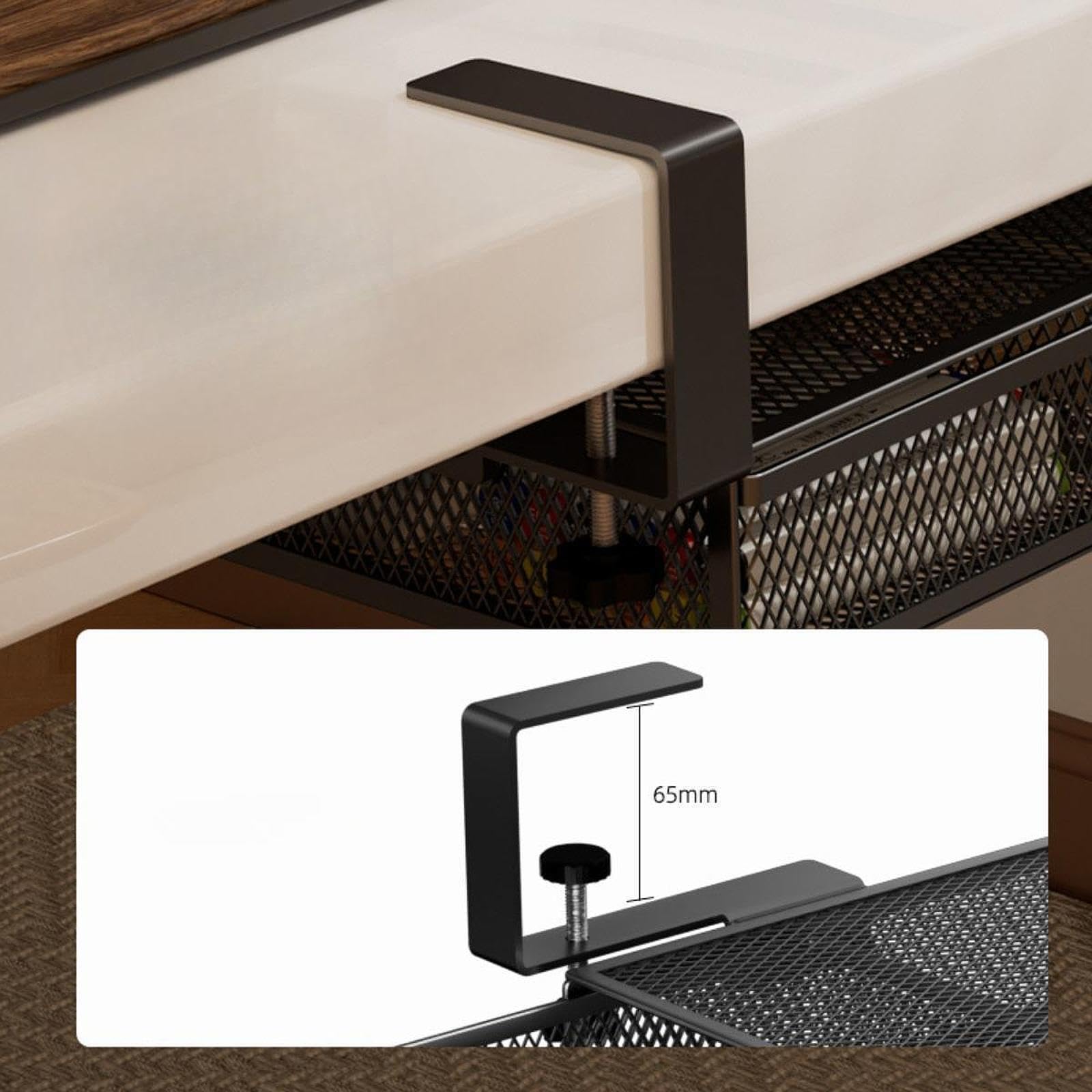Cassetto sospeso robusto con funzionalità di scorrimento che organizza in modo efficiente gli spazi della cucina e dell'ufficio domestico. Cestello estraibile per