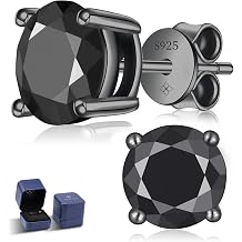 Black Moissanite Earrings for Men, Round Cut D Color VVS1 Clarity Lab Created Moissanite Earrings Studs S925 Sterling Silver Jewelry for Women Men