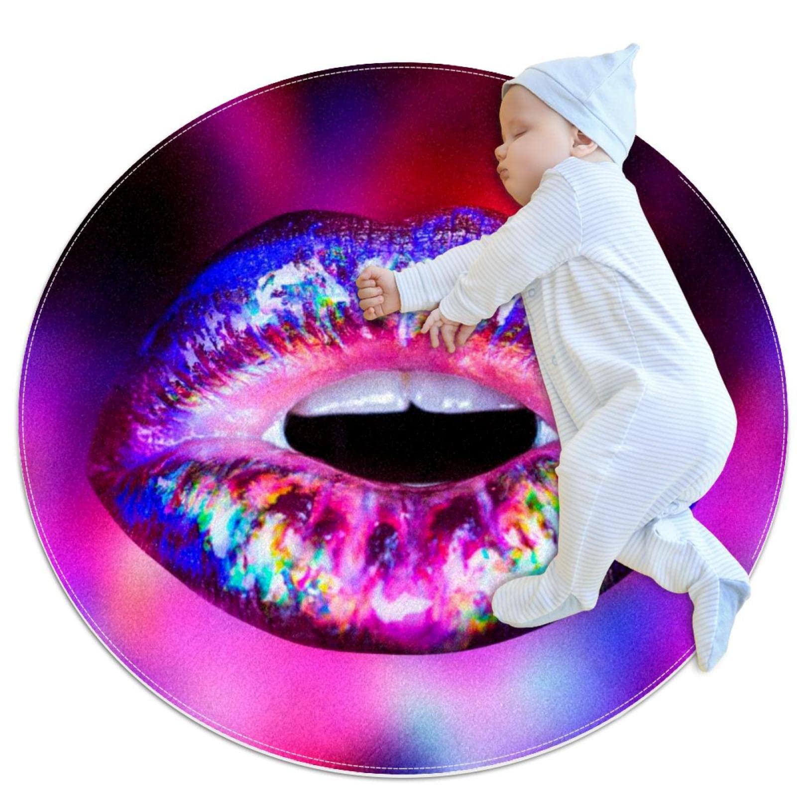 Tapis de salle de bain violet pailleté rond pour canapé et chambre d'enfant
