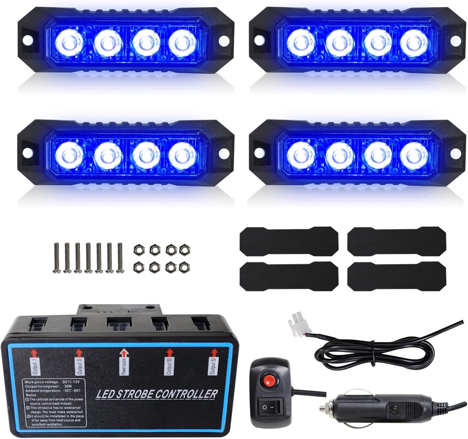 ADAURIS LED Emergency Strobe Lights 4 LED Strobe Lights for