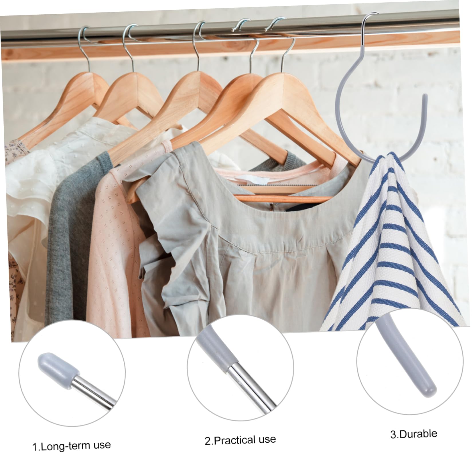 Happyyami 5pcs Hook Storage Rack Clothes Hangers Hooks Coat Multi Hangers for Clothes Coat Hanging Holder High Manganese Steel Silver