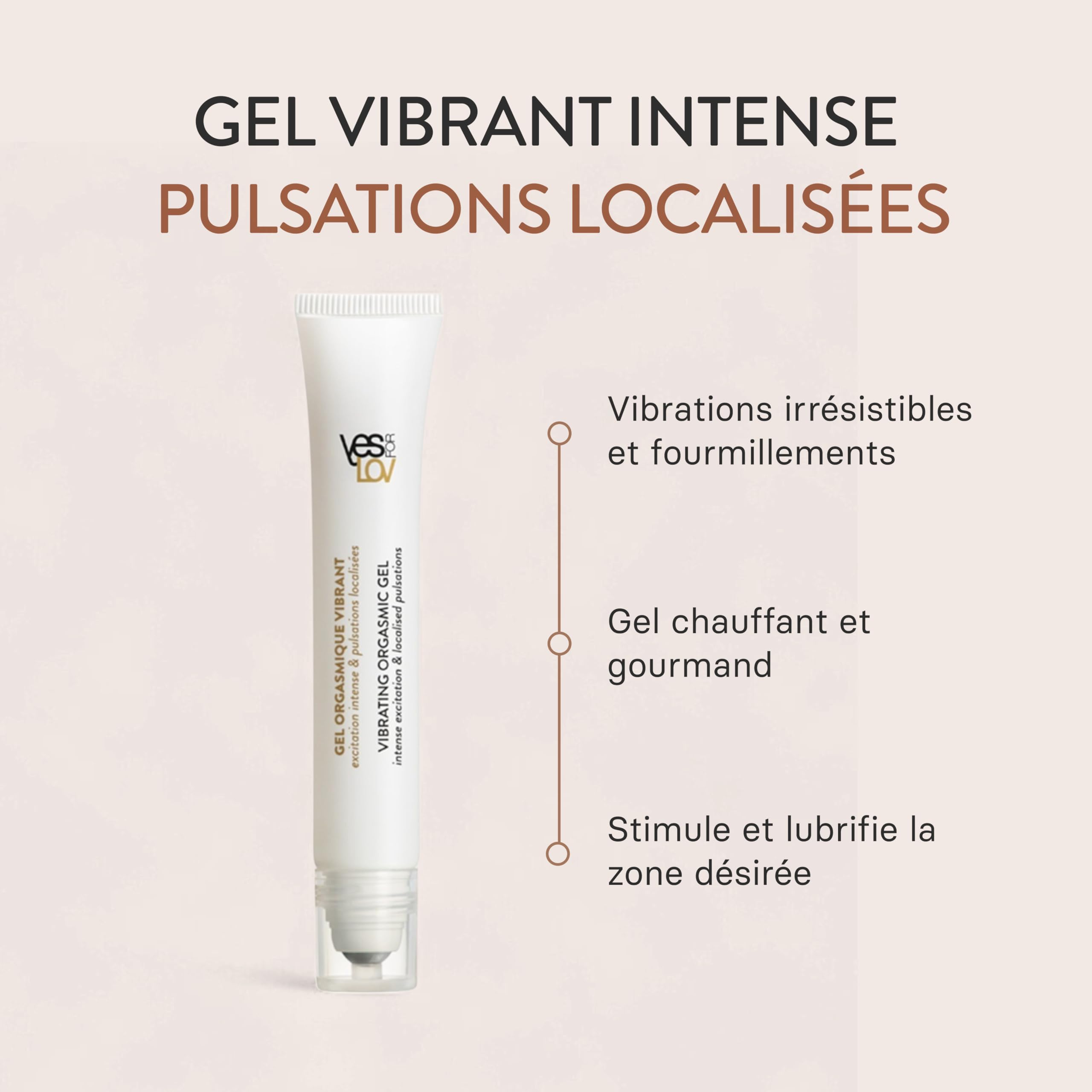 YESforLOV Gel Intime Aphrodisiaque Effet immédiat Femme et Homme, Effet Chauffant & Pulsations Localisées, Gel Naturel, Sensibilité & Jeux Érotiques - Saveur Kiwi - 20ml