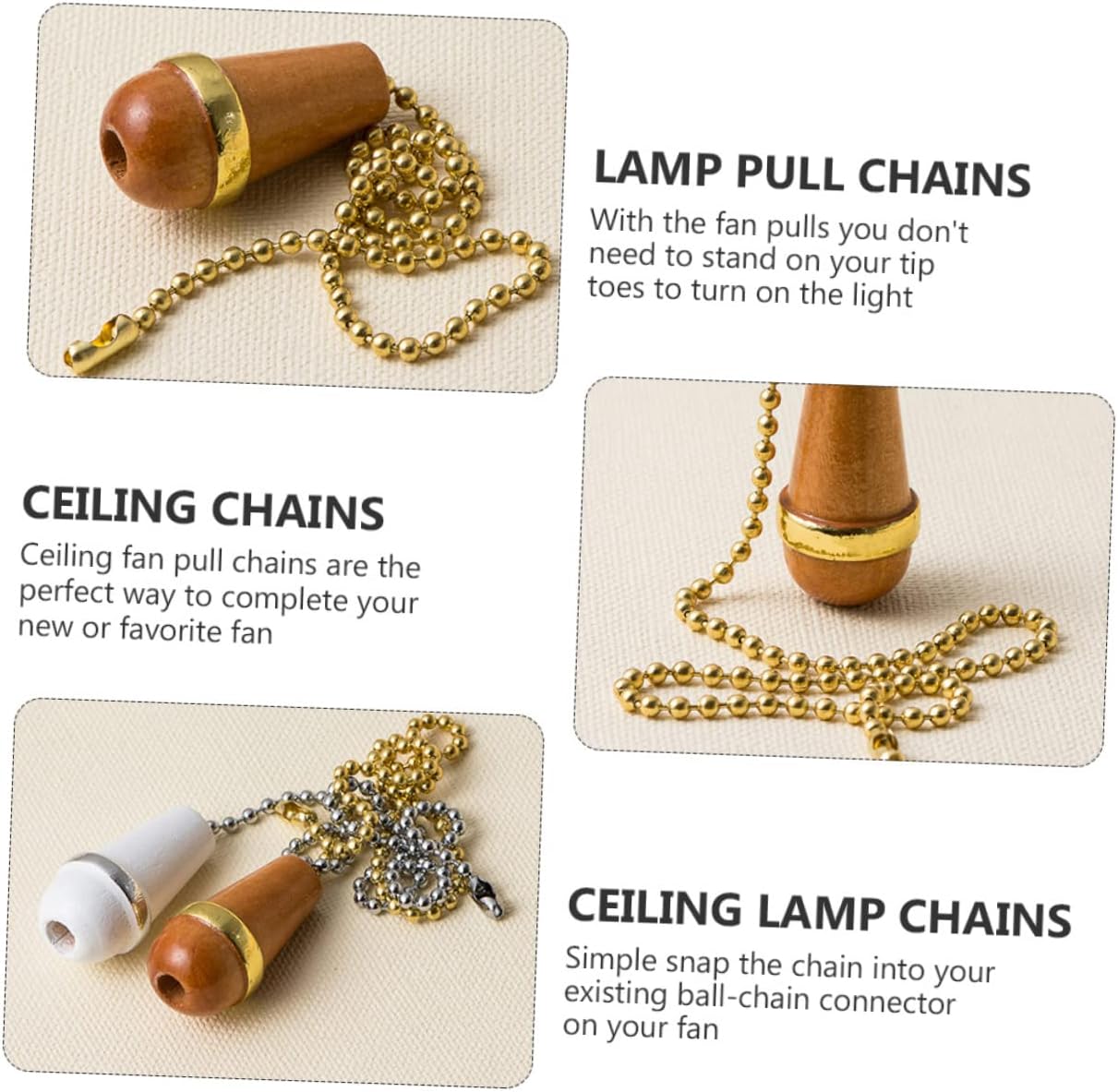 DOITOOL 6pcs Ceiling Lamp Chains Stylish Decorative Pulls for Ceiling Fans Versatile and Easy to Install Deep Color Random Chain Colors Safe and Recyclable Material