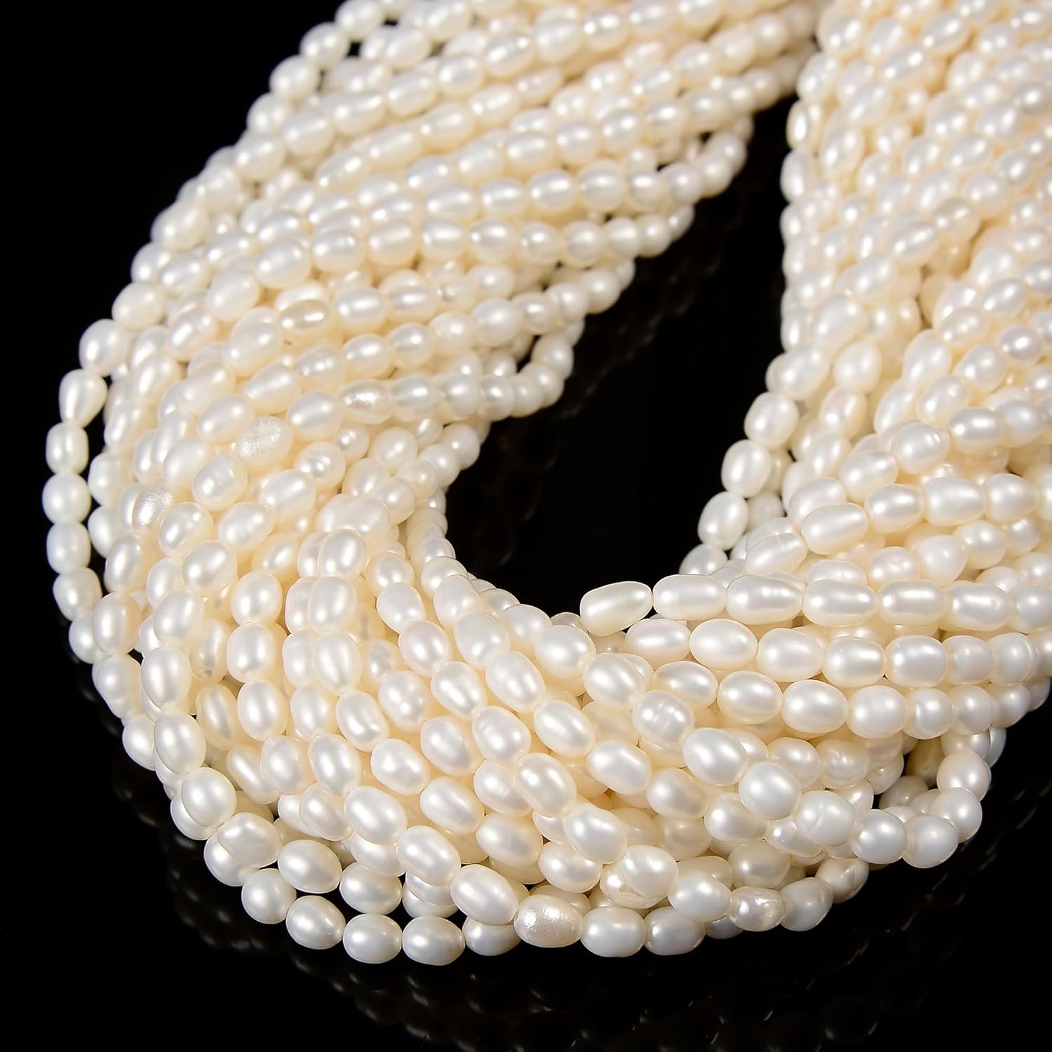 Fresh Water Pearl Rice Shape Approx 4x5mm 15.5" Strand