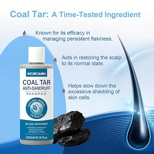 Miniatura 4 de Champú de alquitrán de carbón al 2% para caspa severa, psoriasis y picazón en el cuero cabelludo  Tratamiento medicado para la dermatitis seborreica