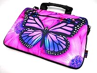 Vista 6 de icolor 14.5-15.6 Inch Canvas Laptop Sleeve Bag Messenger Shoulder Case -Purple Butterfly