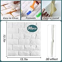 Vista 2 de Noihlja 30 paneles de pared 3D papel tapiz de ladrillo blanco autoadhesivo impermeable espuma de polietileno ladrillo sintético para dormitorio baño