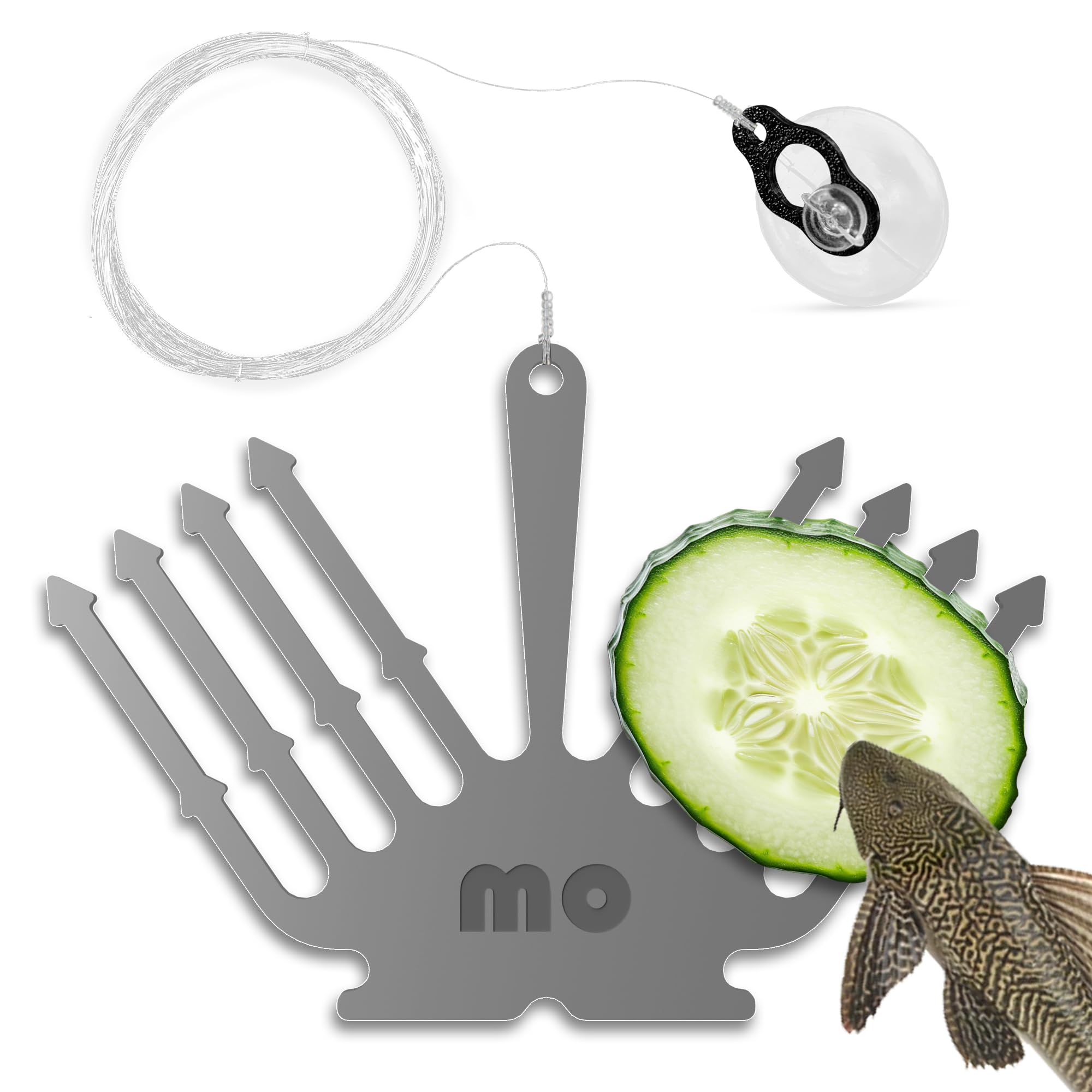 Support Concombre Aquarium INOX – Porte Légumes pour Pleco & Poissons de Fond – Support Nourriture avec Ventouse, Stable, Ne Glisse Pas, Eau Douce & Salée