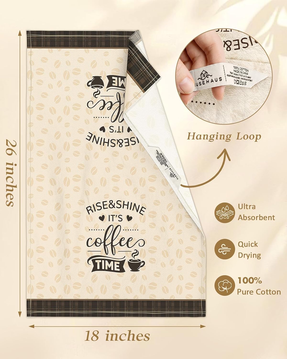 150 GSM Flour Sack Kitchen Towels, 18x26 Inch, Coffee Kitchen image 4