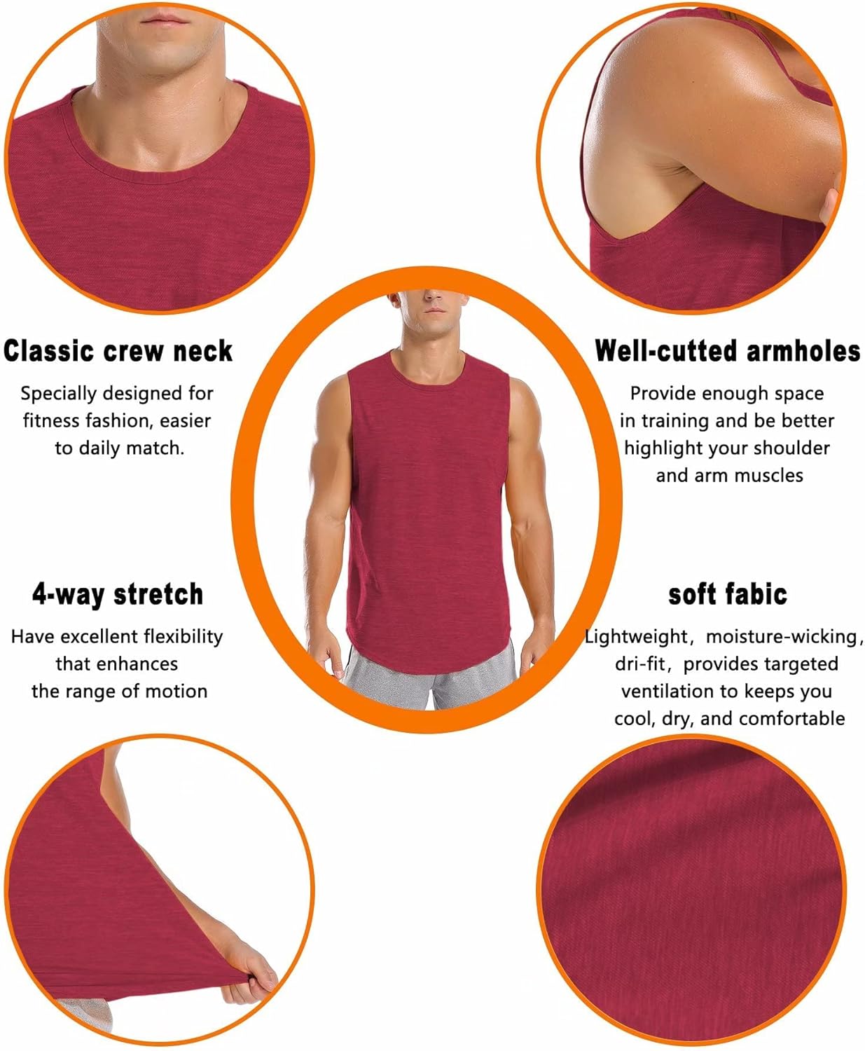 Amussiar Men's 3 Pack Workout Tank Tops Mesh Gym Sleeveless Dry Fit Bodybuilding Shirts Fitness Athletic Muscle Tee - Image 5