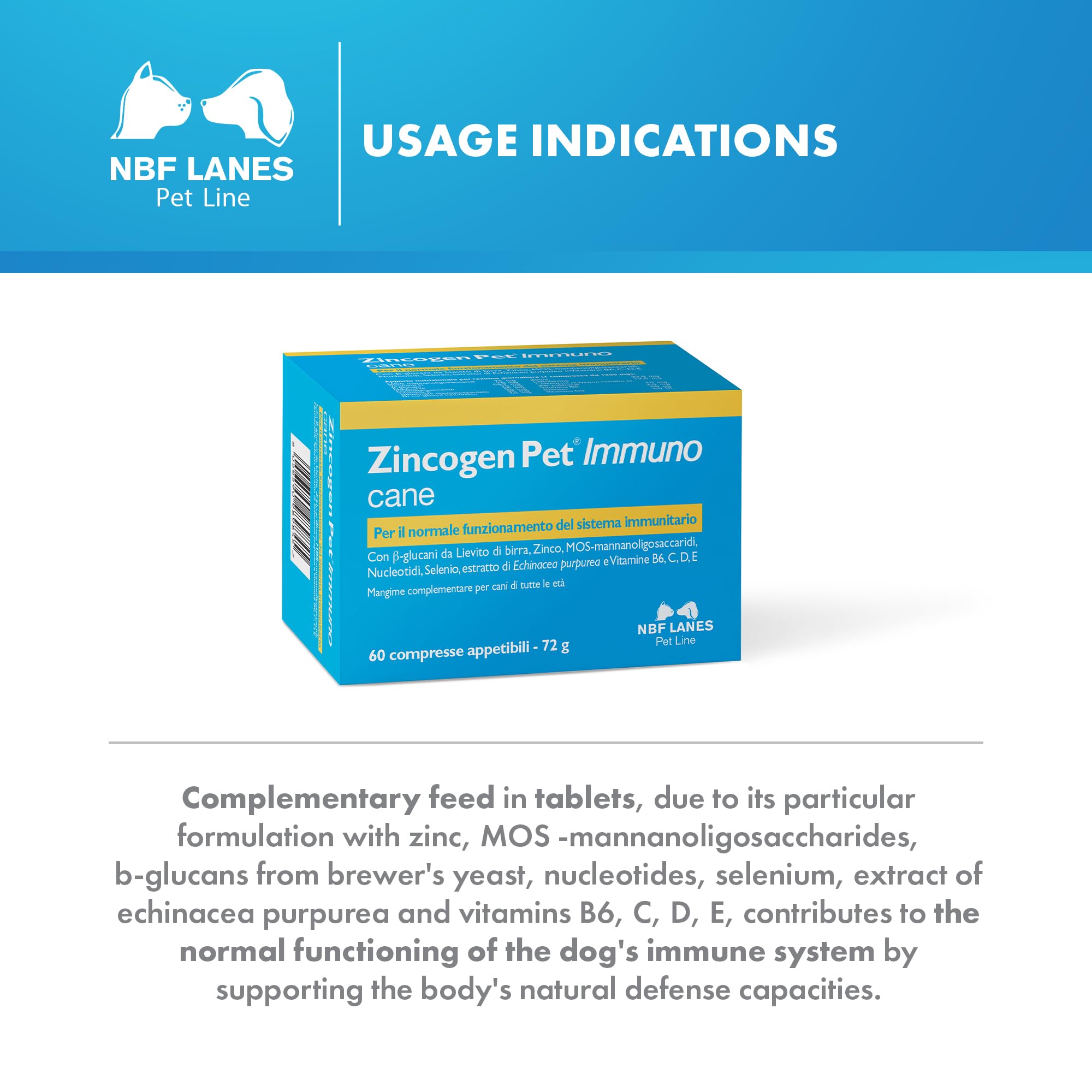 N.b.f. Lanes Zincogen Pet Immuno 60 Compresse