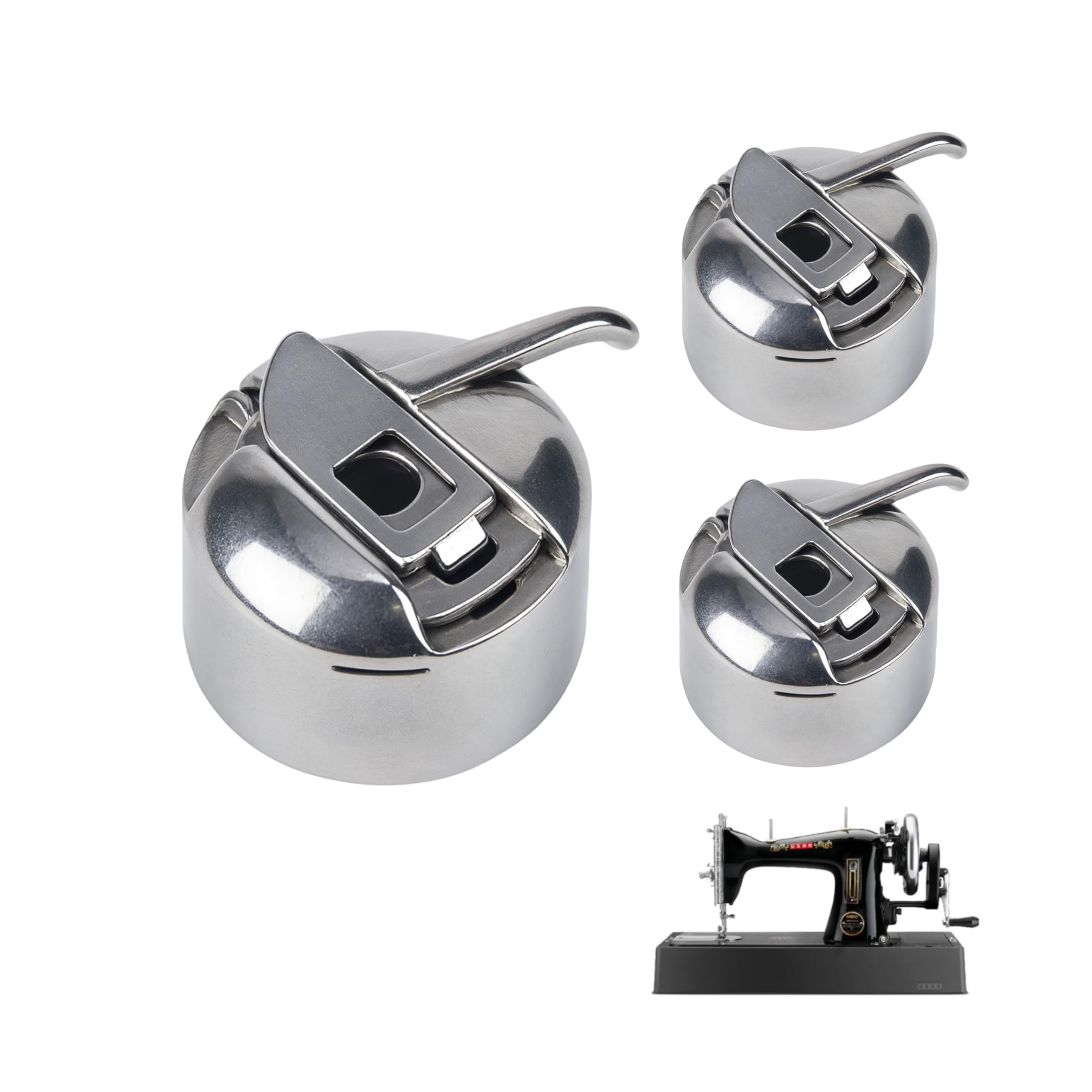 ZxFatir Premium Steel Bobbin Case Set – Compatible with Singer, Usha, Brother Non-Electrical Standard Sewing Machines (3-Piece)-image-39