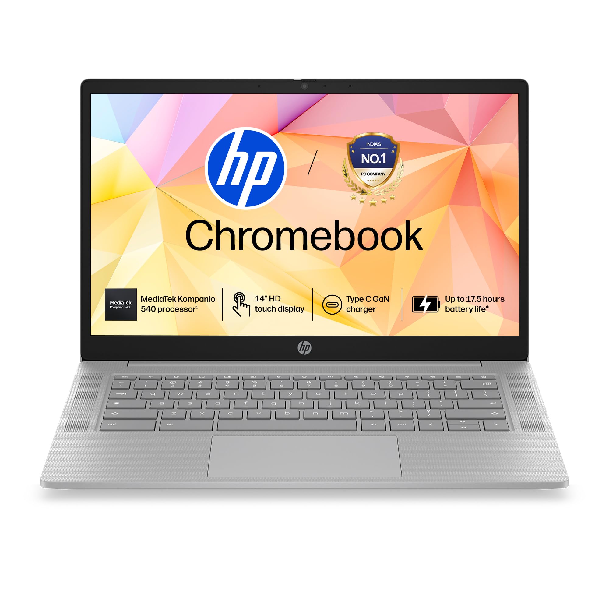 HP Chromebook 14, MediaTek Kompanio 540 (4GB LPDDR5, 128GB UFS) HD, Touch, Anti-Glare, Micro-Edge, 14''/35.6cm, ChromeOS, 100GB Google One(1yr),Modern gray,1.35kg, nm0006MU, HD Camera w/shutter Laptop-image-19