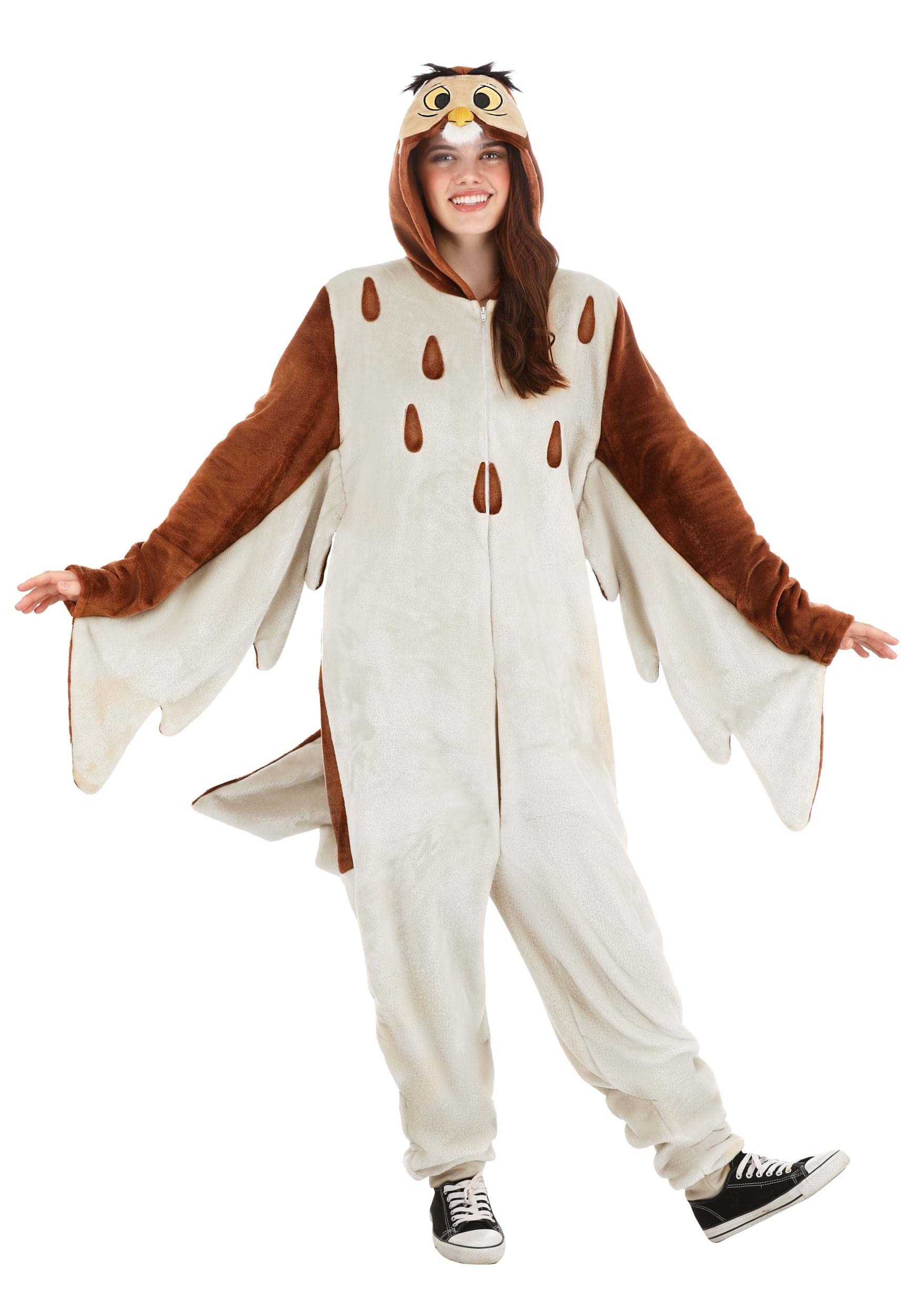 Fun CostumesDisney Winnie the Pooh Deluxe Owl Costume, Adult Hooded Onesie Unisex, Halloween Costume and Winnie the Pooh Cosplay Outfit