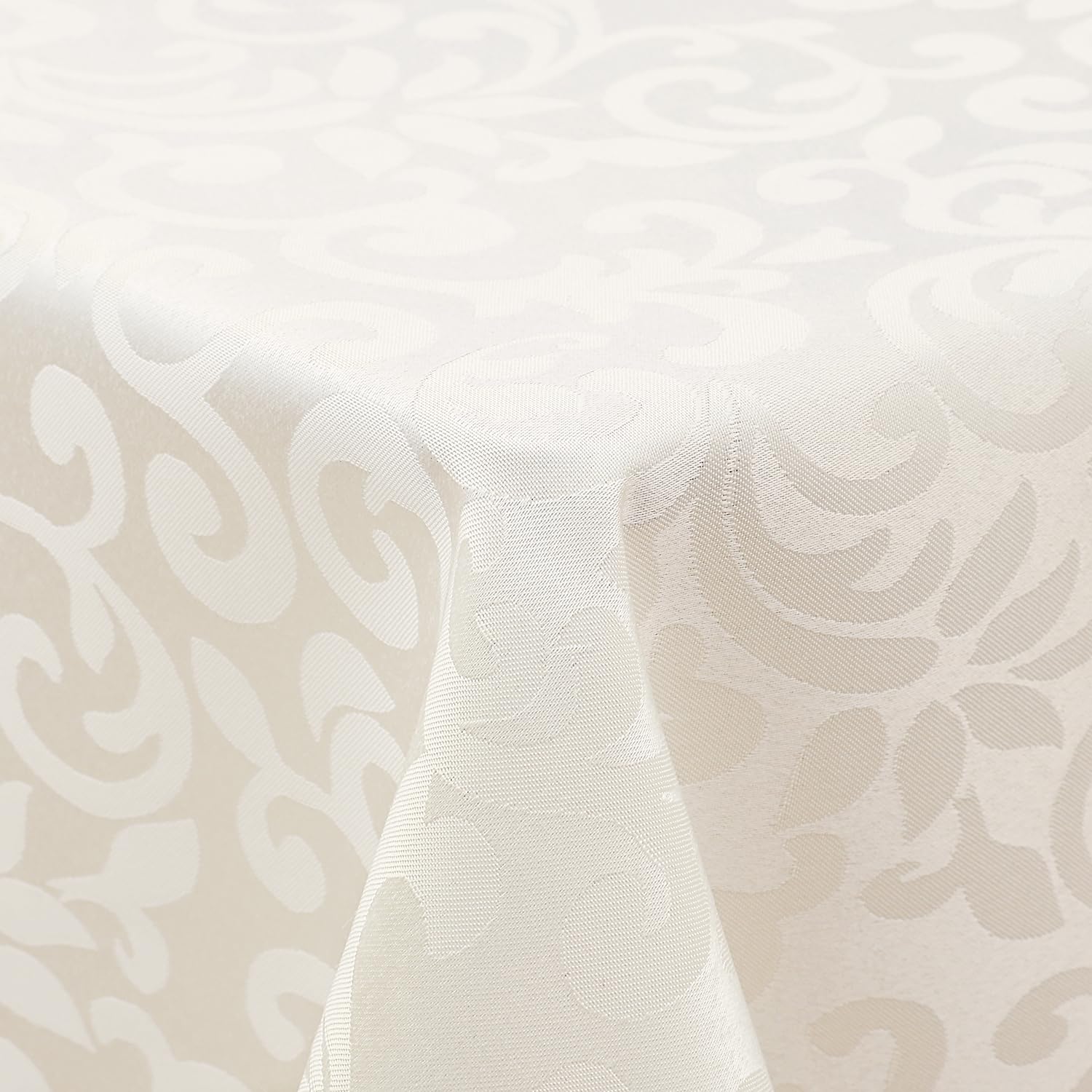 Homaxy Tischdecke Abwaschbar Rechteckig 100x140cm Polyester Tischtuch Tafeldecke Jacquard Tischwäsche Ornamente Schmutzabweisend Pflegeleicht, Weiß