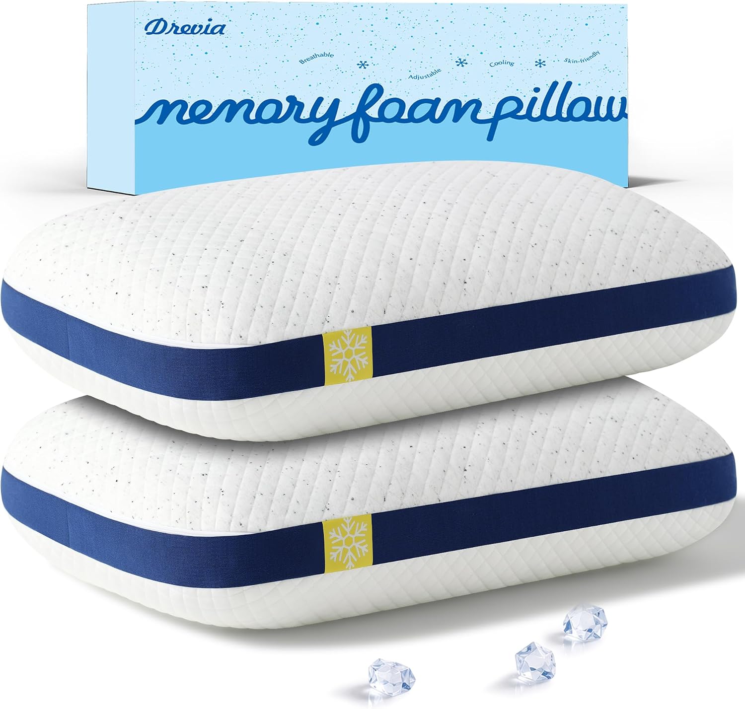 Pillows Queen Size Set of 2, Cooling Shredded Memory Foam Pillows