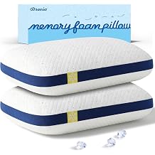 Pillows Queen Size Set of 2, Cooling Shredded Memory Foam Pillows | Adjustable Loft, Firm Support, Gusseted Edge, Breathable, Washable Cover, Side, Back, Stomach Sleepers, For Hot Sleepers
