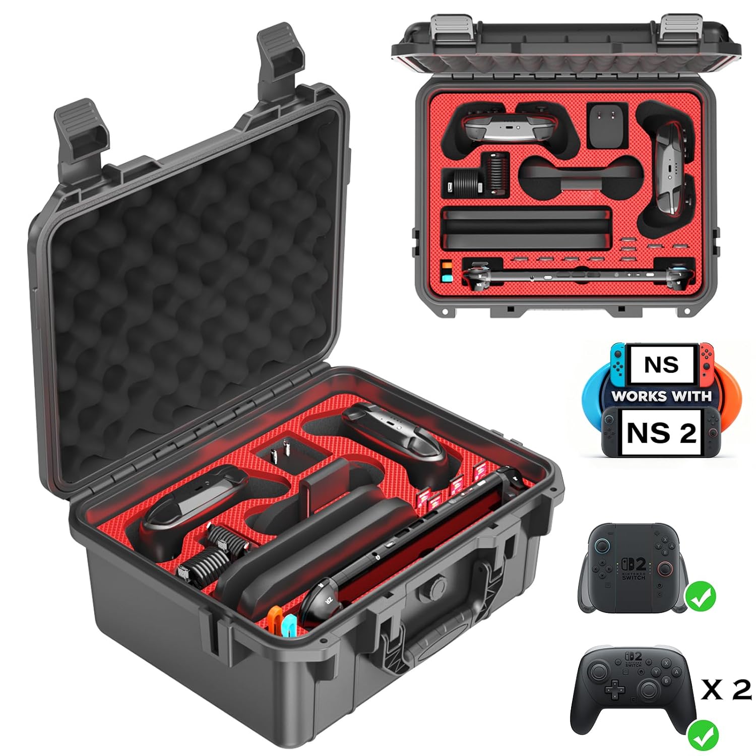 MERIABNY Switch 2 All in One Travel Case, Hard Carrying Travel Case Compatible with Nintendo Switch 2 console, 2 Pro Controllers, Dock and Accessories