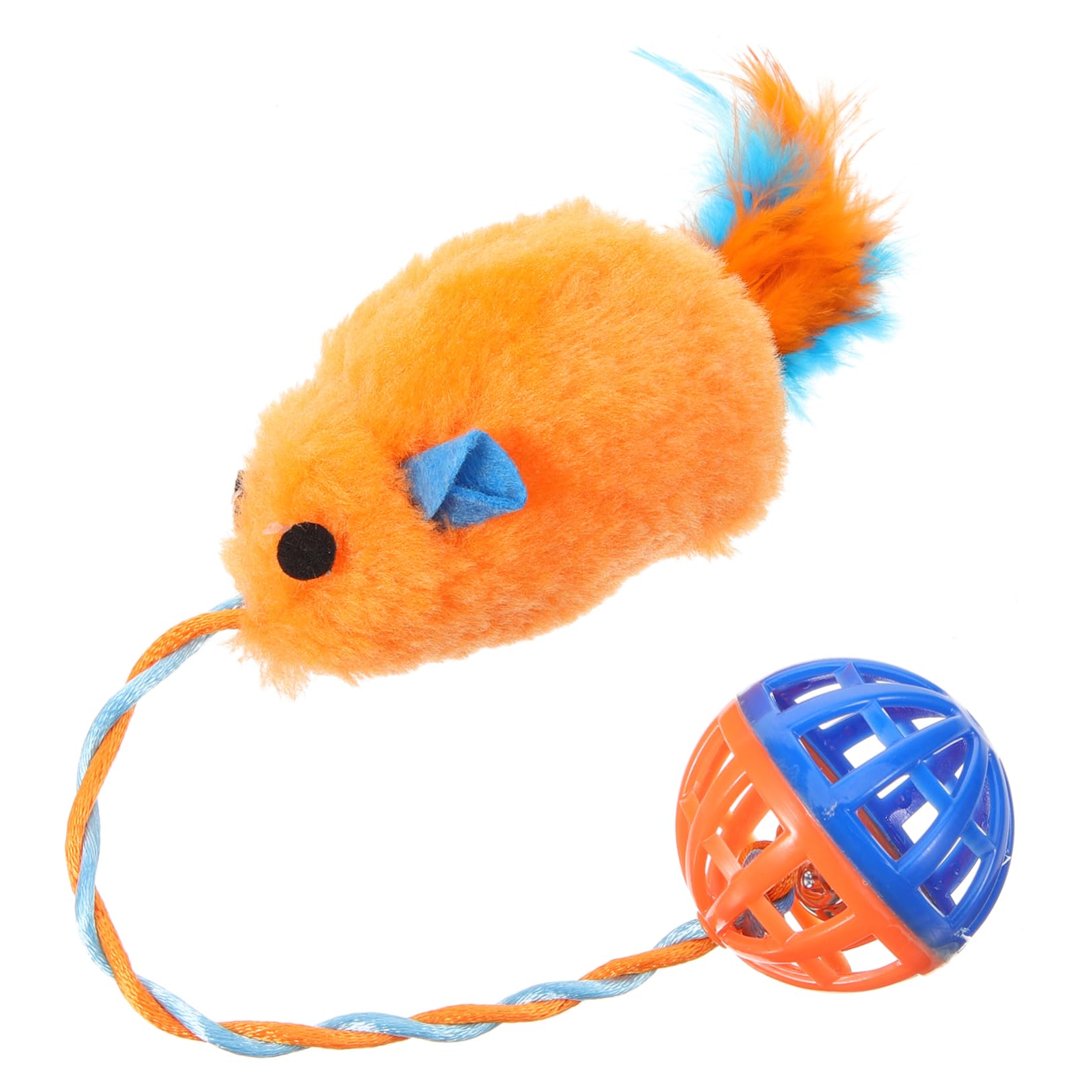 WOONEKY Jouet pour Chats Intérieur en Peluche et Plastique avec Clochette Sonore, Jouet Interactif pour Chatons pour Divertissement et Stimulation
