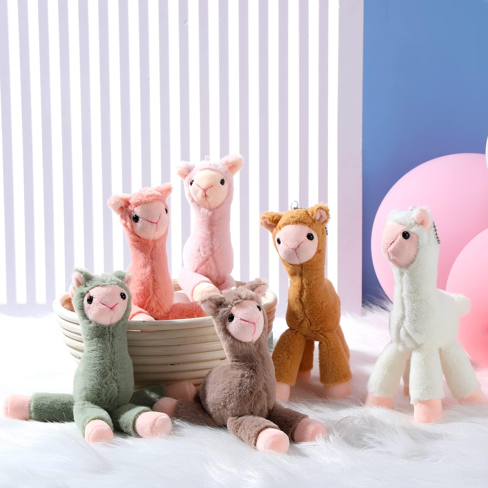 6 Pcs Mini Llama Stuffed Animals 7.87 Inches for Kids Alpaca Animal Stuffed Dolls Keychain Cute Tiny Llama Plush Toys for Boys and Girls, Birthday Party Bag Fillers Adorable Decor