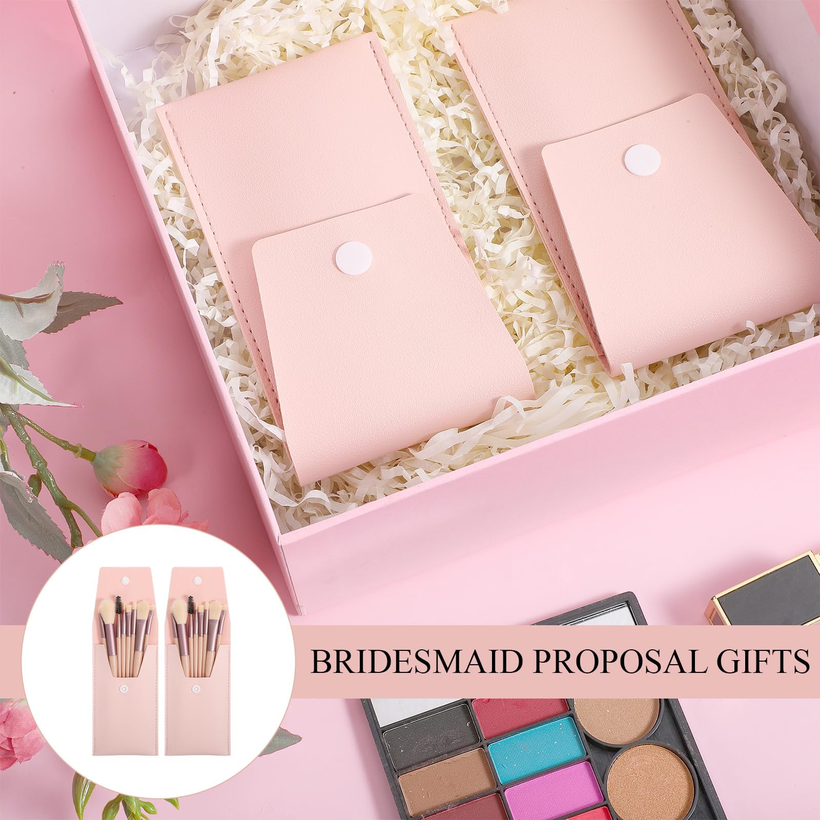Set di 24 pennelli da trucco da viaggio per fondotinta, mini pennelli da trucco da viaggio, con borsa per il trucco, per donne e ragazze, bomboniere, addio al nubilato, festa nuziale, regalo per