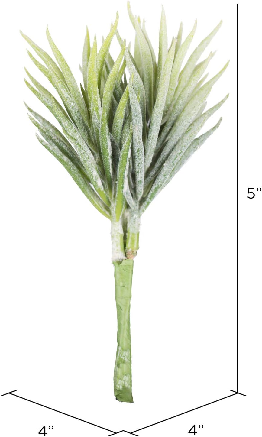 Vickerman 5" Artificial Green and White Seneco Pick - Decorative Pick of Durable Polyester Greenery for Home Or Office - Maintenance Free - 3 per Pack