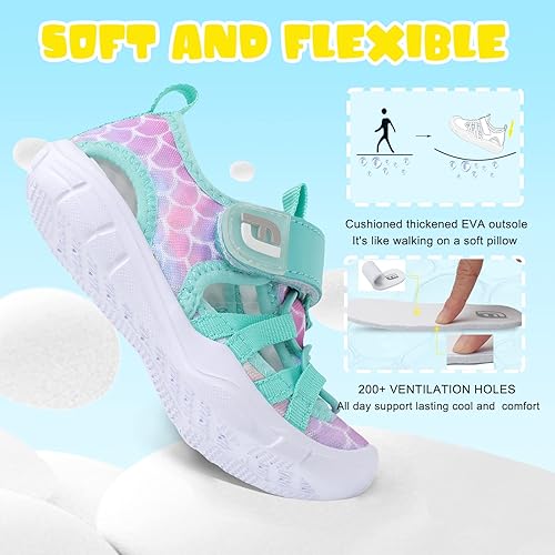 Miniatura 5 de JOINFREE - Zapatos de agua para niños y niñas, transpirables, de secado rápido, sandalias deportivas para la playa, ligeras, flexibles y para ir