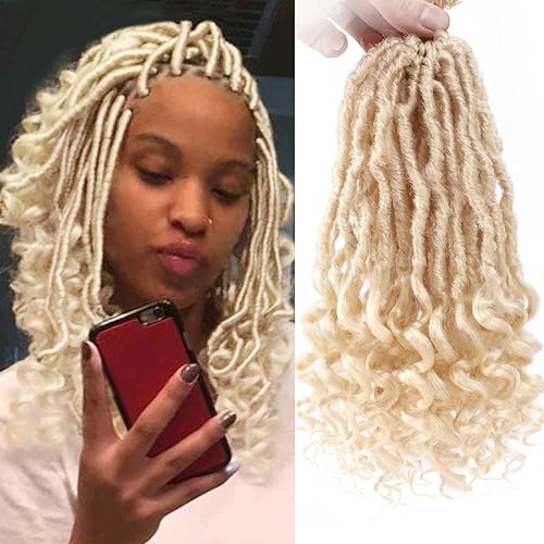 Miniatura 16 de Leeven 7 Paquetes Cabello Crochet Faux Locs con Puntas Rizadas 14 Pulgadas Pre-enrollado Goddess Locs Trenzas Crochet Cabello 84 Hebras Negro