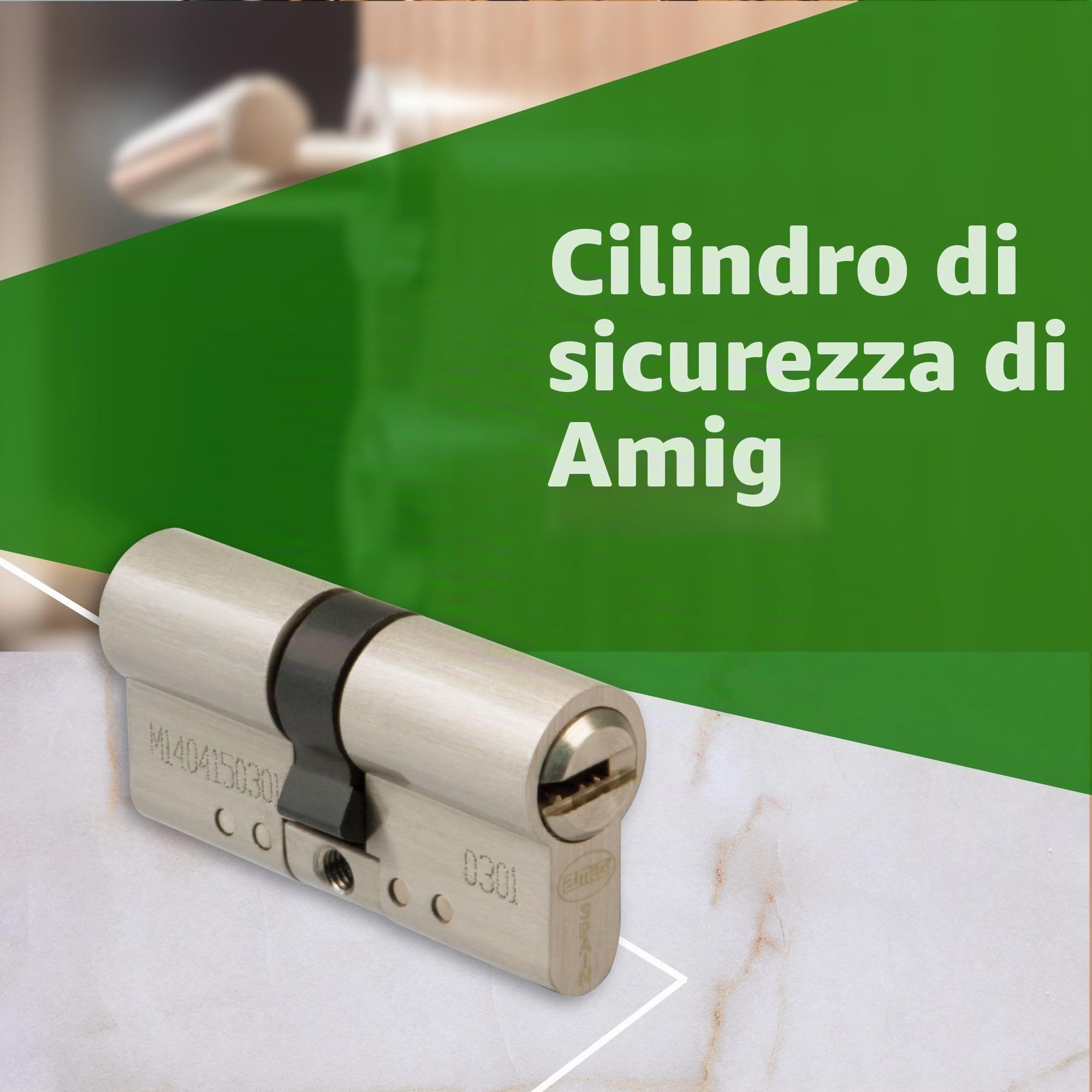 Amig - Cilindro di Sicurezza | Serratura Anti-Pick e Anti-Urto | 5 Chiavi Incluse | Anti-Bumping e Antigrimaldello | Acciaio Inox | Per Porte in Legno, Argento Opaco, 80 (35-45 mm)