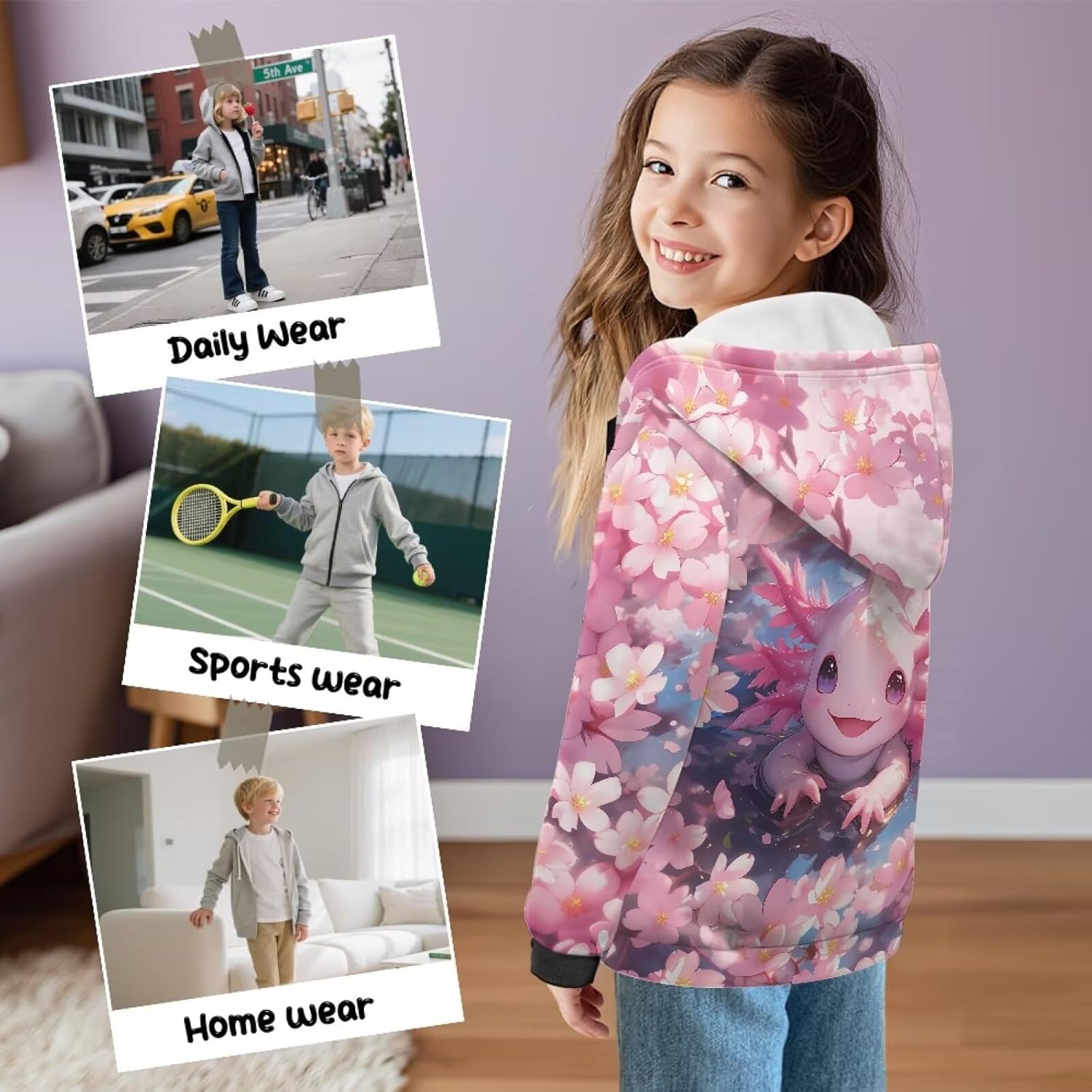 Pensura Zip-Up Hoodie Sweatshirt Velvet Lined Boys & Girls Long Sleeve Sweatshirt with Pocket