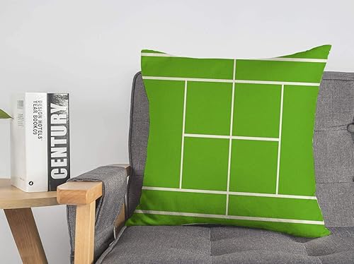 Decorative Throw Pillow Cover Outdoor Tennis Court Top Leisure View Exact Proportions Signs Symbols Sports Healthy Recreation Soft Linen Cushion