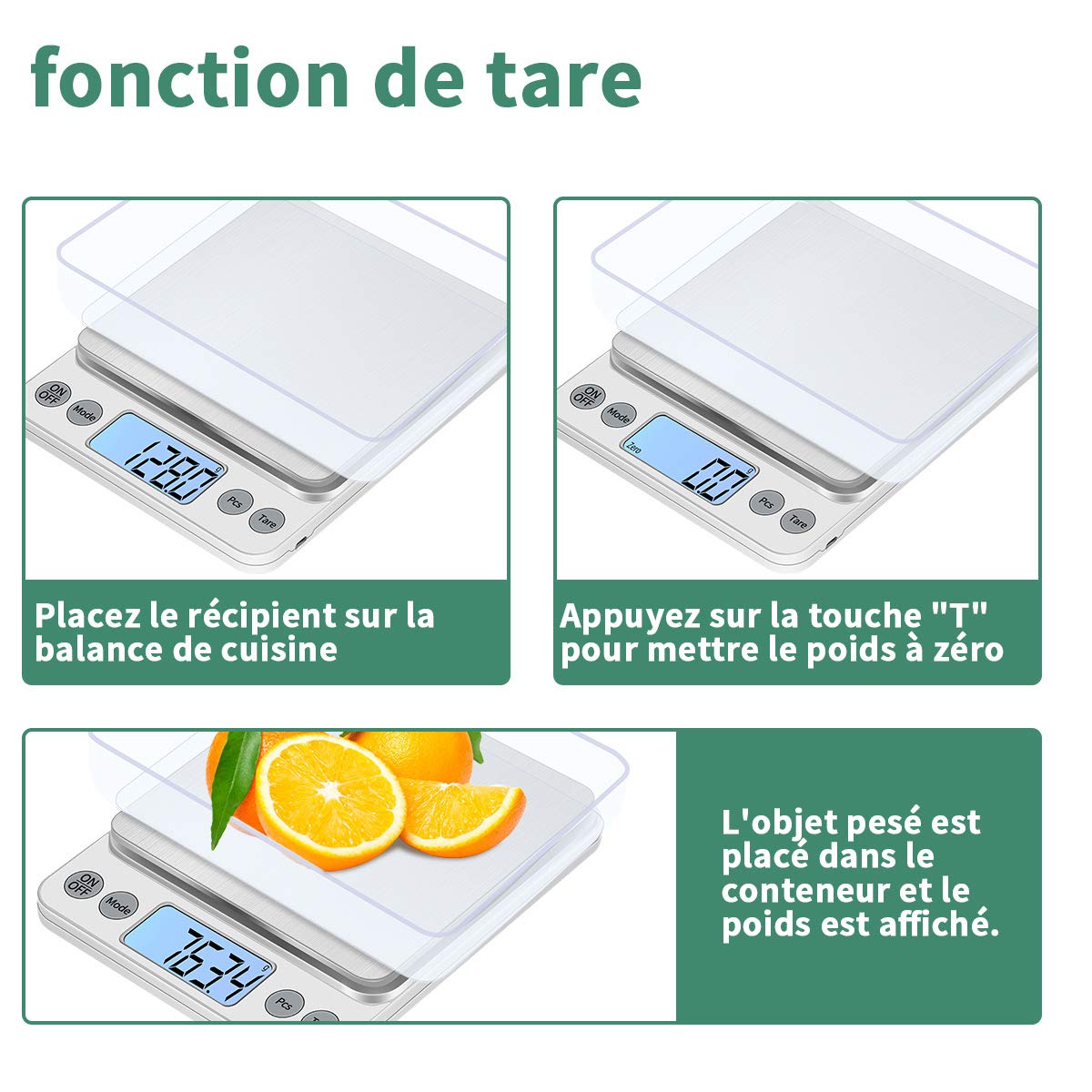 Tamaño extra grande Balance de alimentos 5kg/0.1g Recargable por USB Digital Balanza de Cocina,PreCision Balance Electrónico Bandejas de mesa de pesaje de acero inoxidable