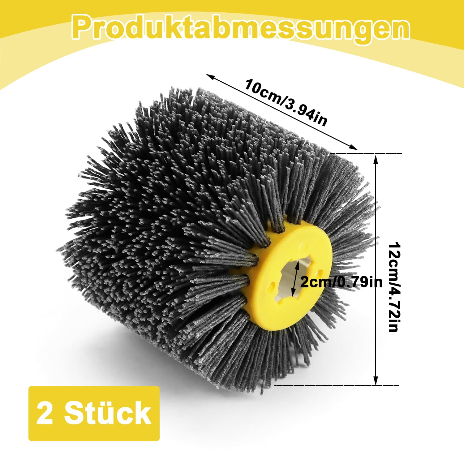 Schleifnylon-Drahtziehrad-Trommelbürsten – 120 Korn 120x100mm Polierwerkzeug | Bürste für Holzmöbel & Boden-Oberflächenbearbeitung​​ (120#)