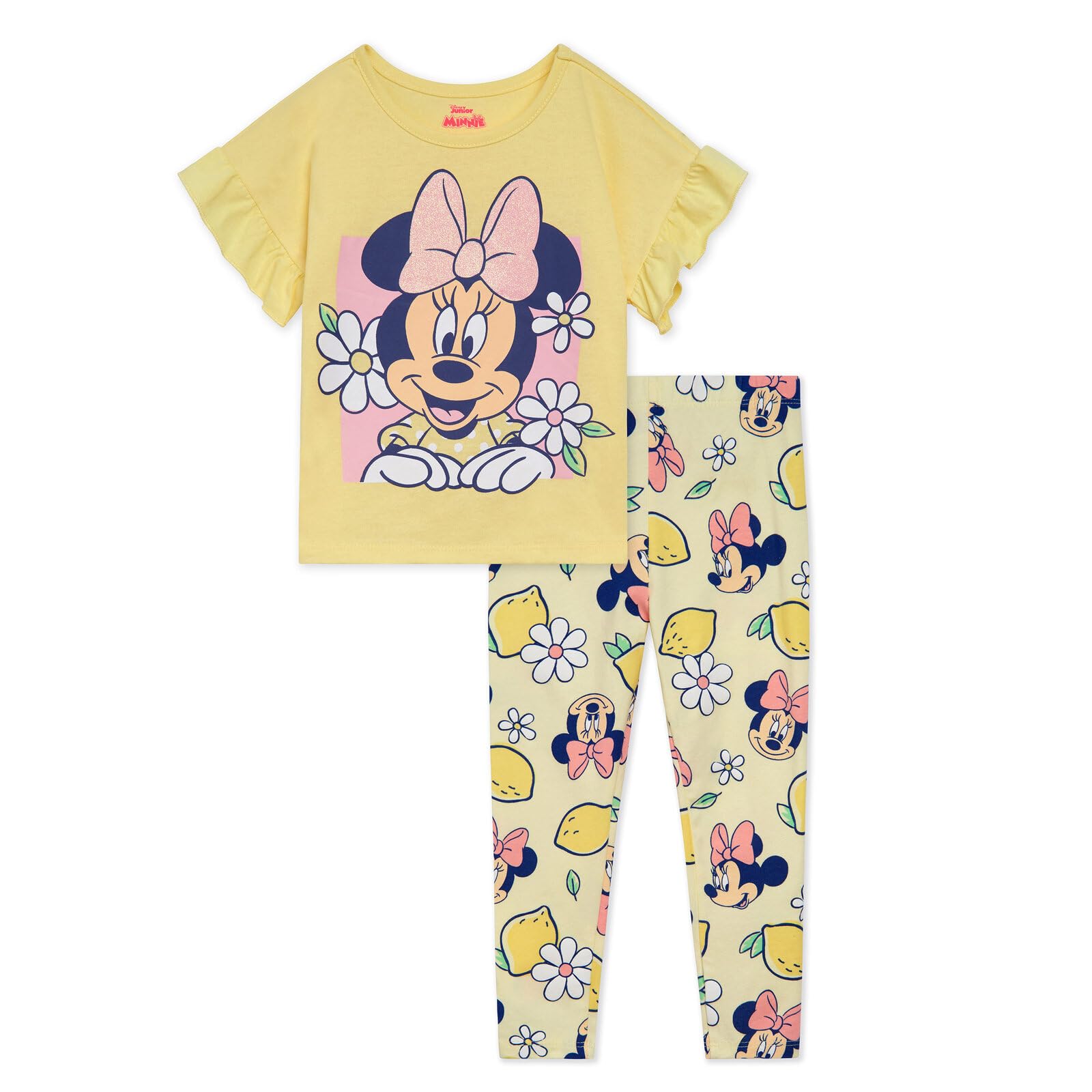 Disney Bawełniany T-shirt i legginsy z Myszką Minnie, zestaw dla dziewczynek - rozmiary od niemowląt do dużych dzieci (12 miesięcy - 14-16)