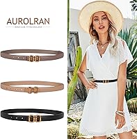 Vista 335 de Cinturón de cuero clásico con hebilla de metal para mujer con vestido de jeans Aah-negro-clásico