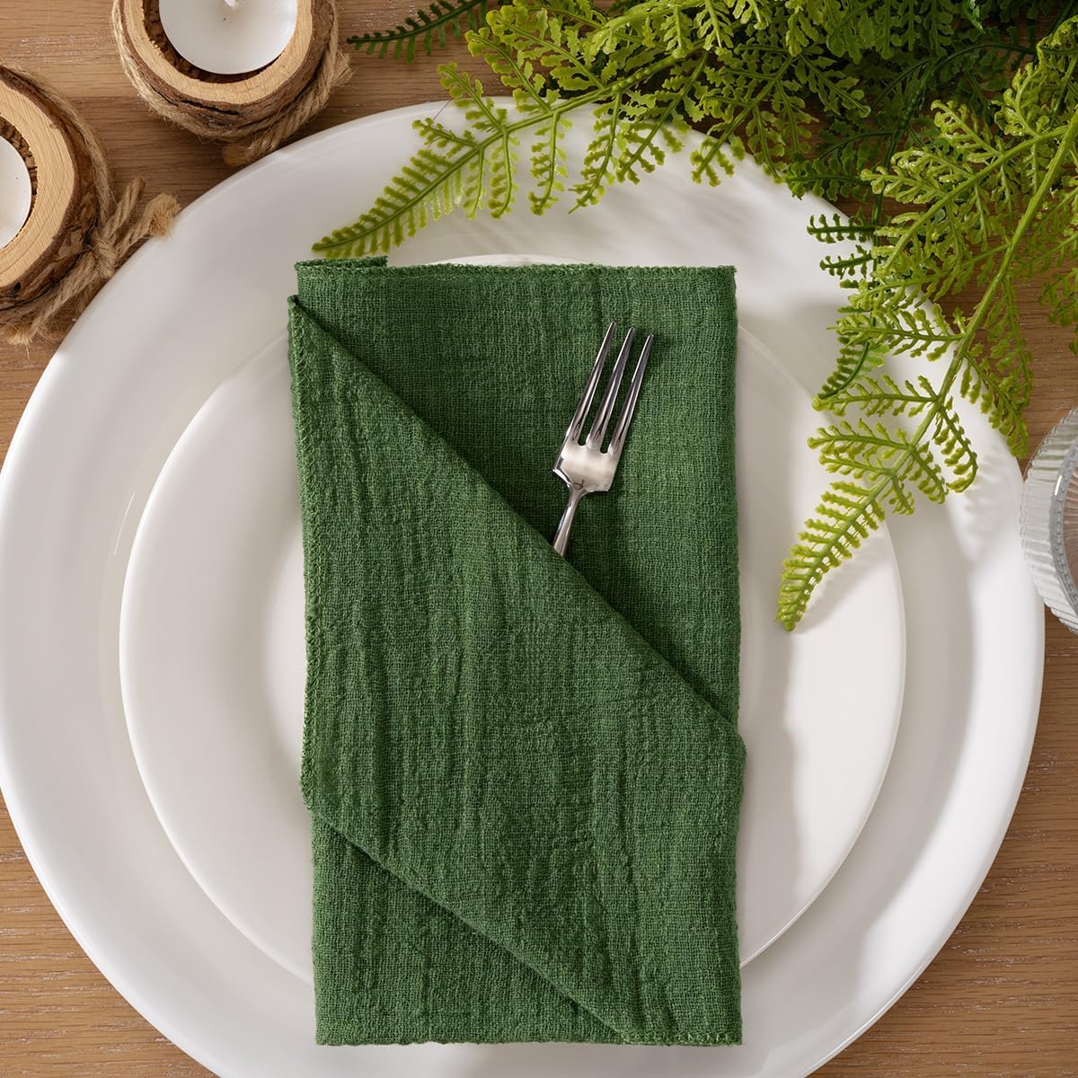 MLMW Stoffservietten, Set mit 10 olivgrünen Sommer-Tischservietten, waschbar, 41,9 x 41,9 cm, für Hochzeit, Garten, Party, Babyparty, Brautparty, Geburtstag, Tischdekorationen