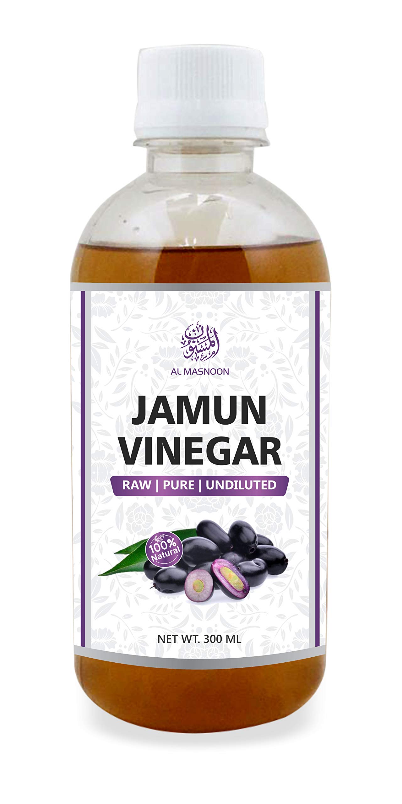 AL MASNOON Jamun Vinegar- Undiluted 300 ml Organic with Mother Raw, Unfiltered (Made with Organic Jamun Fruits)