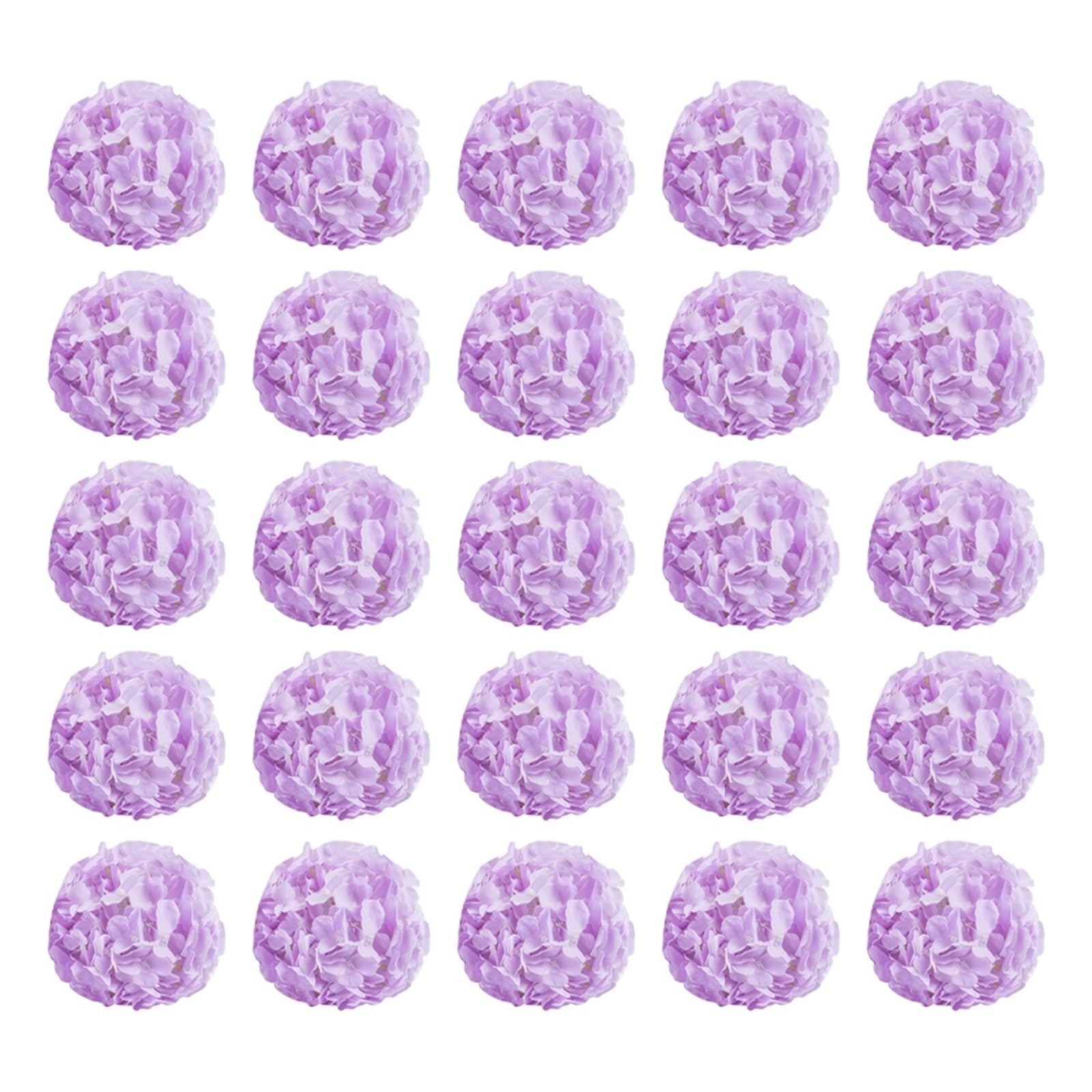 Casetlong 40/80/100Pcs Artificial Flowers Silk Hydrangea Heads Stems For Wedding Fake(Purple,80 Pcs)