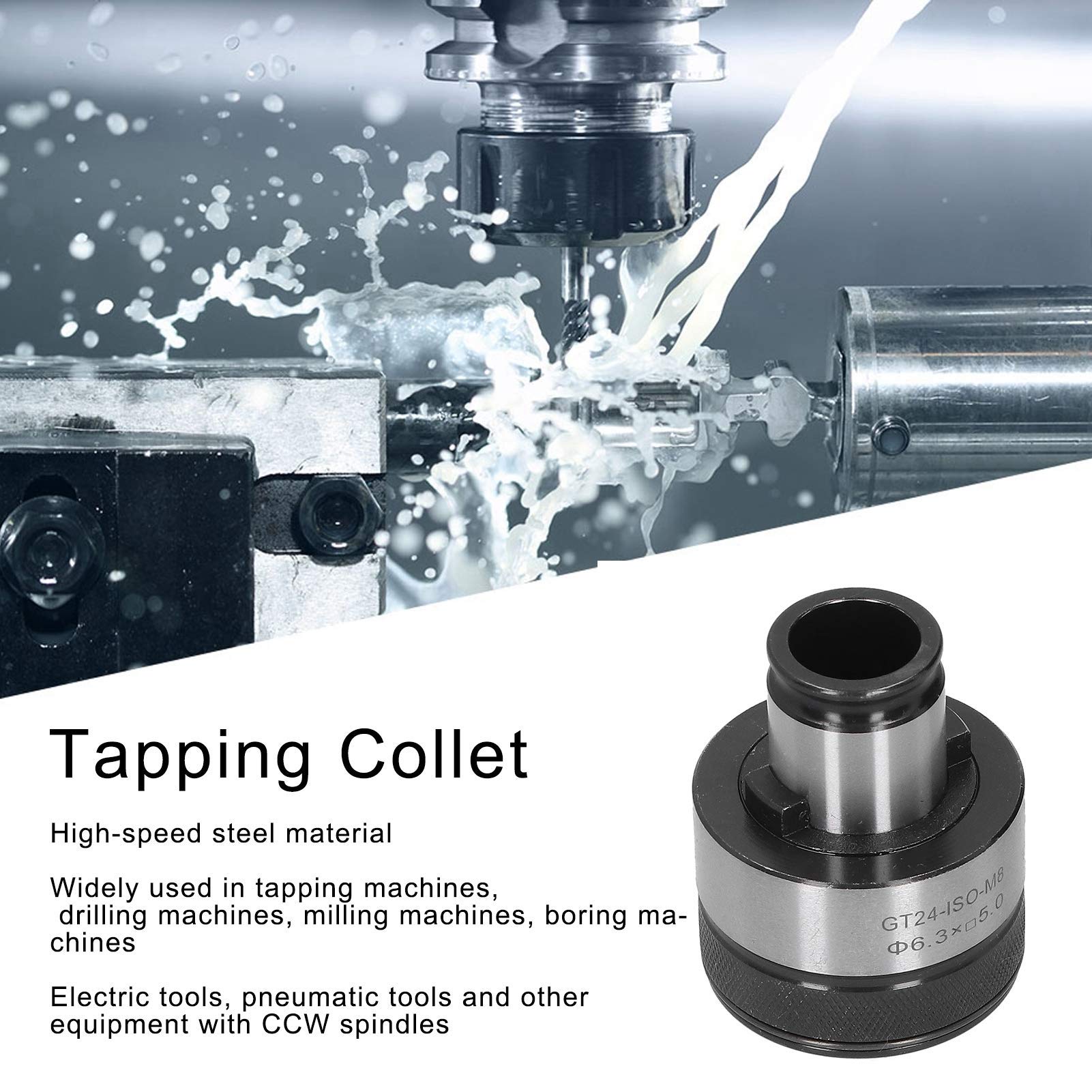 GT24-ISO-M8 - Pinza de roscado - Soporte para mandril, material de acero de alta velocidad, ampliamente utilizado en fresadoras CNC, instalación, herramienta de roscado duradera y precisa