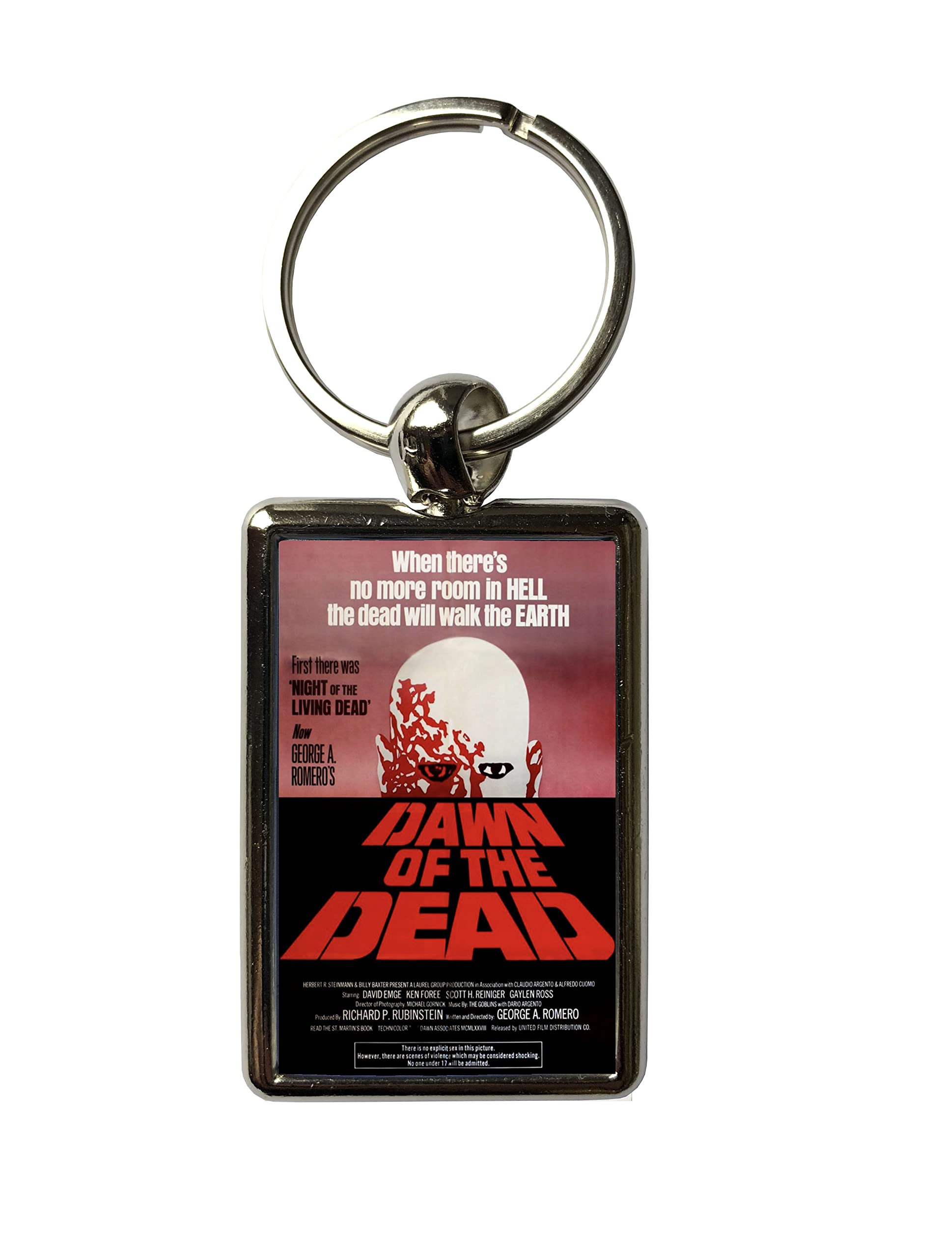 Super Universe Unisex Silver George Romero Dawn Of The Dead Movie Poster Metal Keyring 3 X 4.5 Cm