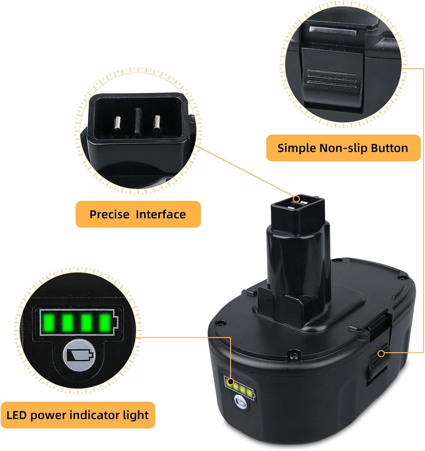 6.0Ah 18V DC9096 Li-ion Battery Replacement Compatible with DEWALT 18Volt DC9098 DC9096 DC9099 DC970 DW9095 DW9096 DE9039 DE9095 DE9096 DE9098 DW9098 DW9099 Cordless Power Tools
