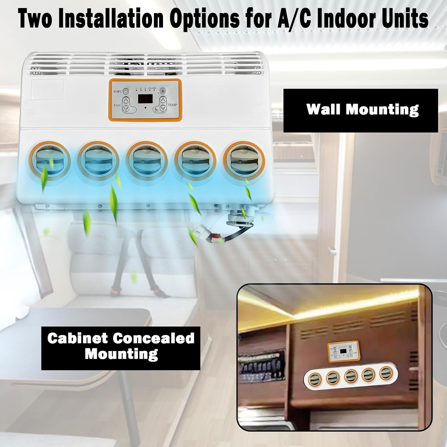 9200 BTU Truck Mini Split Air Conditioner 12V Concealed RV AC Unit, 12 Volt DC Air Conditioner Parking A/C, Quiet Cooling Efficiency for Semi-Truck Camper Van Trailer Engineering/Agricultural Vehicle