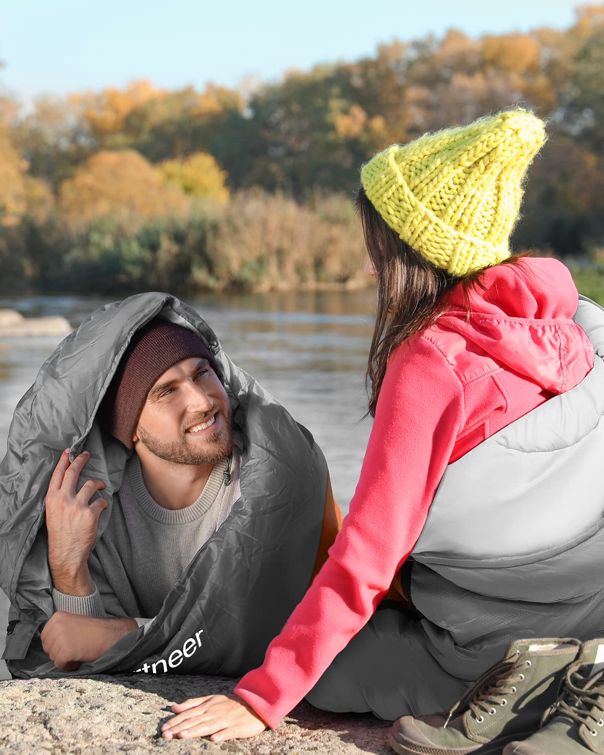Śpiwór outdoorowy na kemping: Sportneer 3-4 pory roku, letni śpiwór zimowy, mały rozmiar po spakowaniu, przenośny, ultralekki, 1,7 kg, pełne wypełnienie, dla dorosłych, trekking, podróż