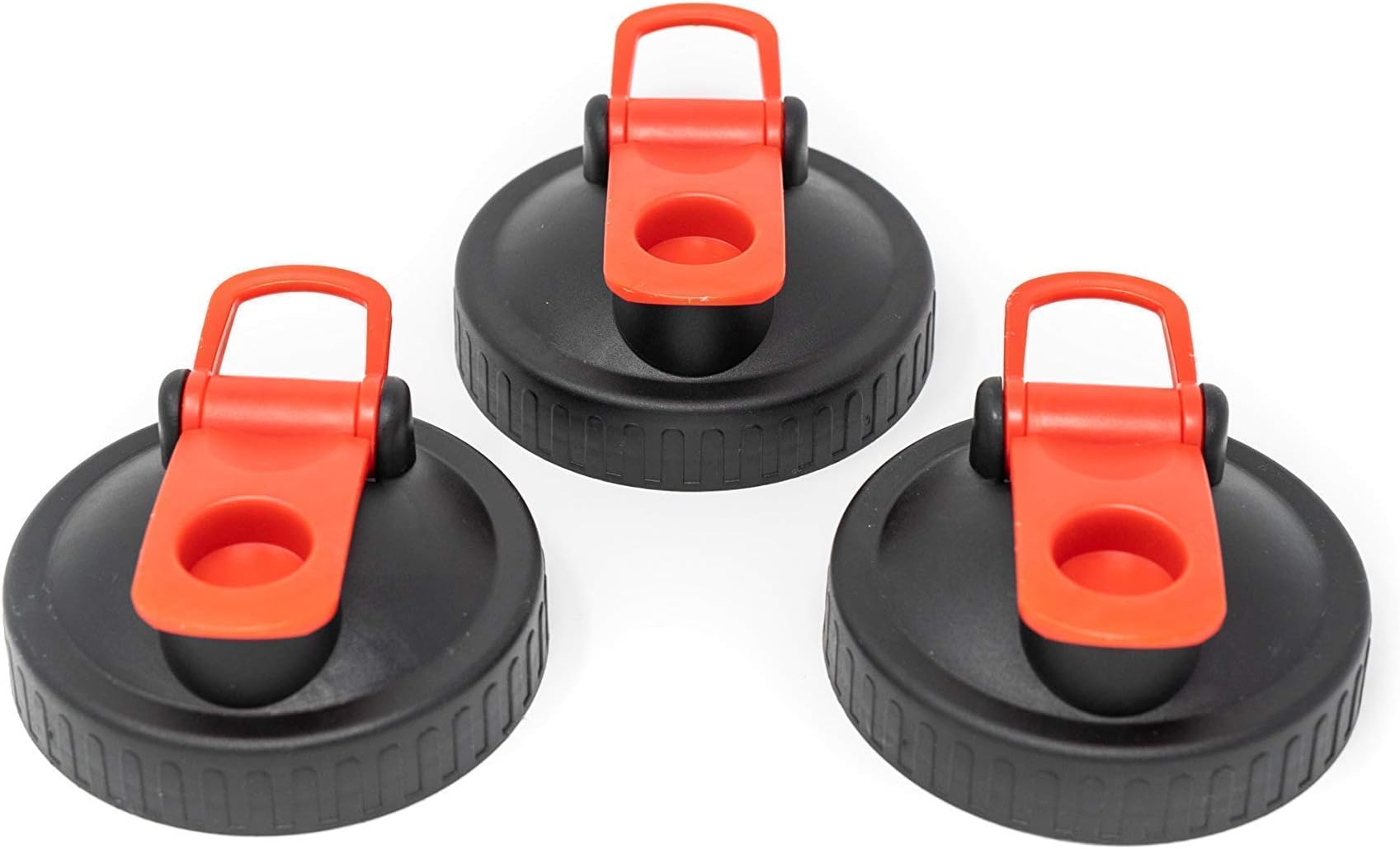 Mason Jar Lids, 3 Pack Plastic Reusable and Storable Wide Mouth Jar Lids with Leak-proof & Airtight Seal and Flip Cap, Easy Pour Spout (Jars not included) (Red)