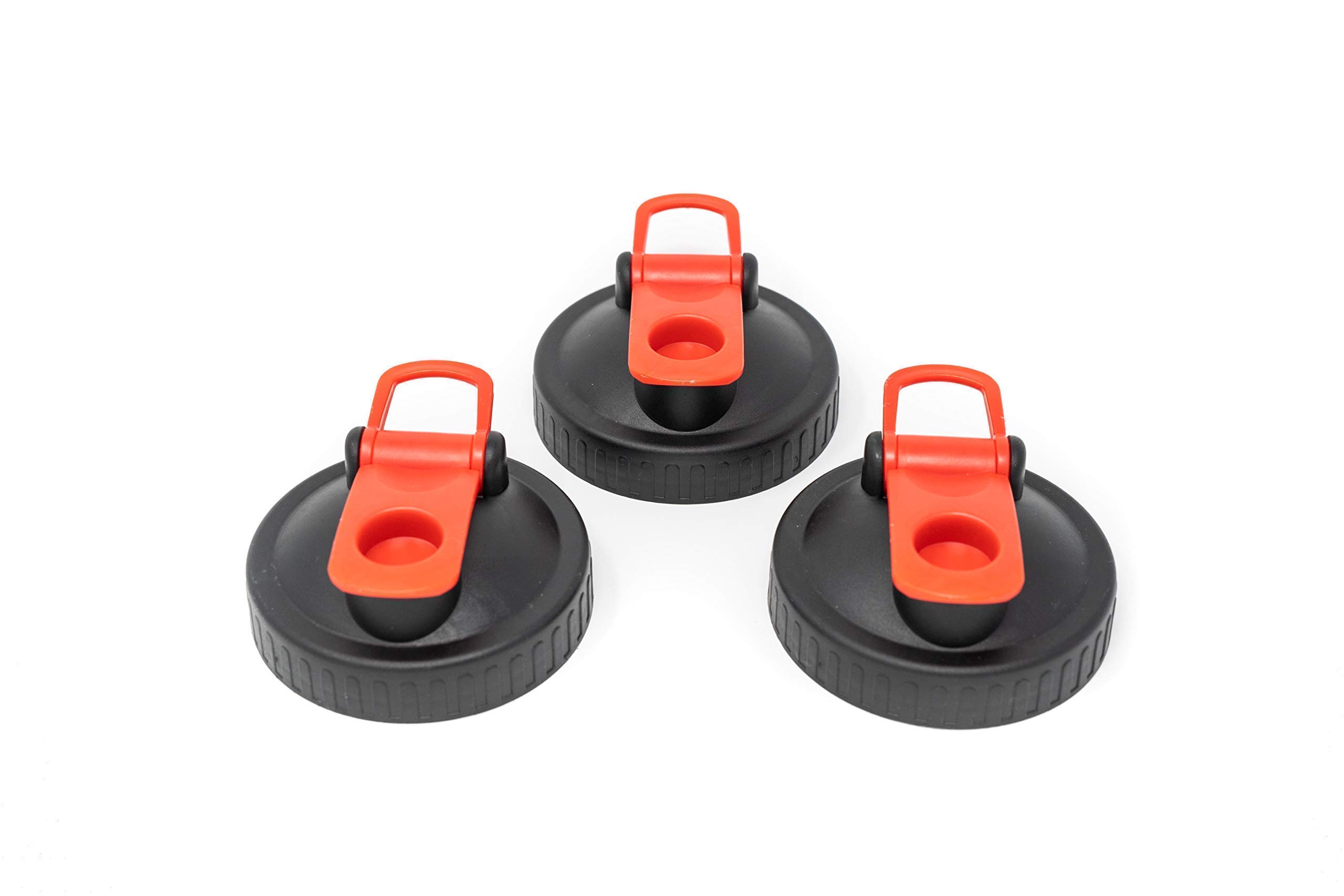 Mason Jar Lids, 3 Pack Plastic Reusable and Storable Wide Mouth Jar Lids with Leak-proof & Airtight Seal and Flip Cap, Easy Pour Spout (Jars not included) (Red)