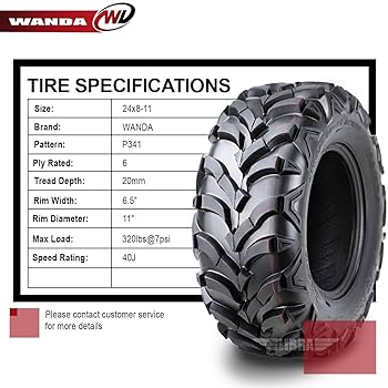 Amazon.com: WANDA Solid Mud ATV Tires 24x8x11 fit 2004
