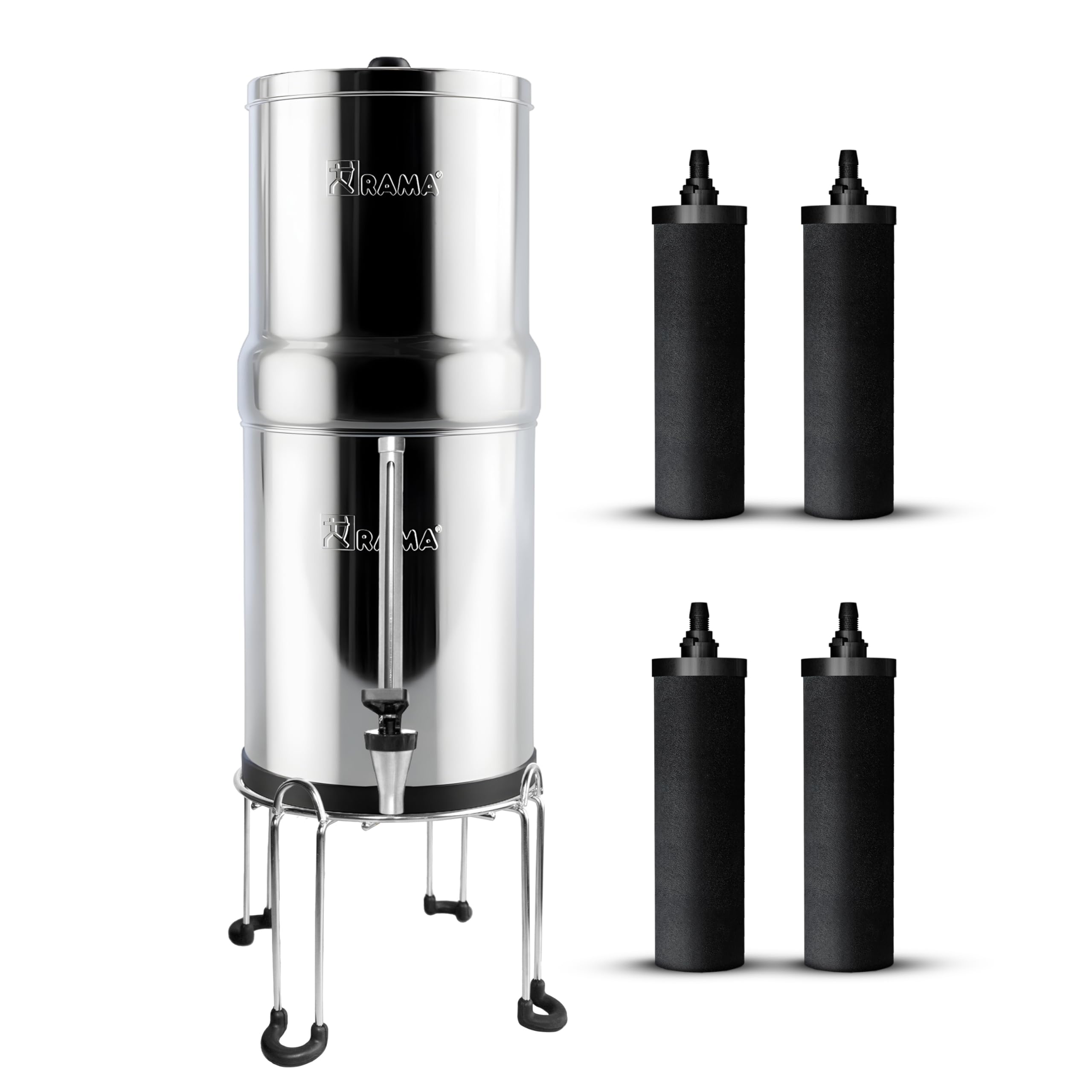 RAMA Gravity Water Filter,12 Litre Storage (24 Litre Total Capacity) 304 High Grade Stainless Steel Water Purifier for Home, 10 Year Manufacturer Warranty with 4 Carbon Candle, Vision Tap and SS Stand-image-20