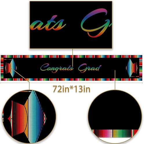 Miniatura 2 de Camino de mesa de graduación mexicano Congats Grad Class of 2025 - Gorra de trencher para fiesta, aula, comedor, decoración del hogar