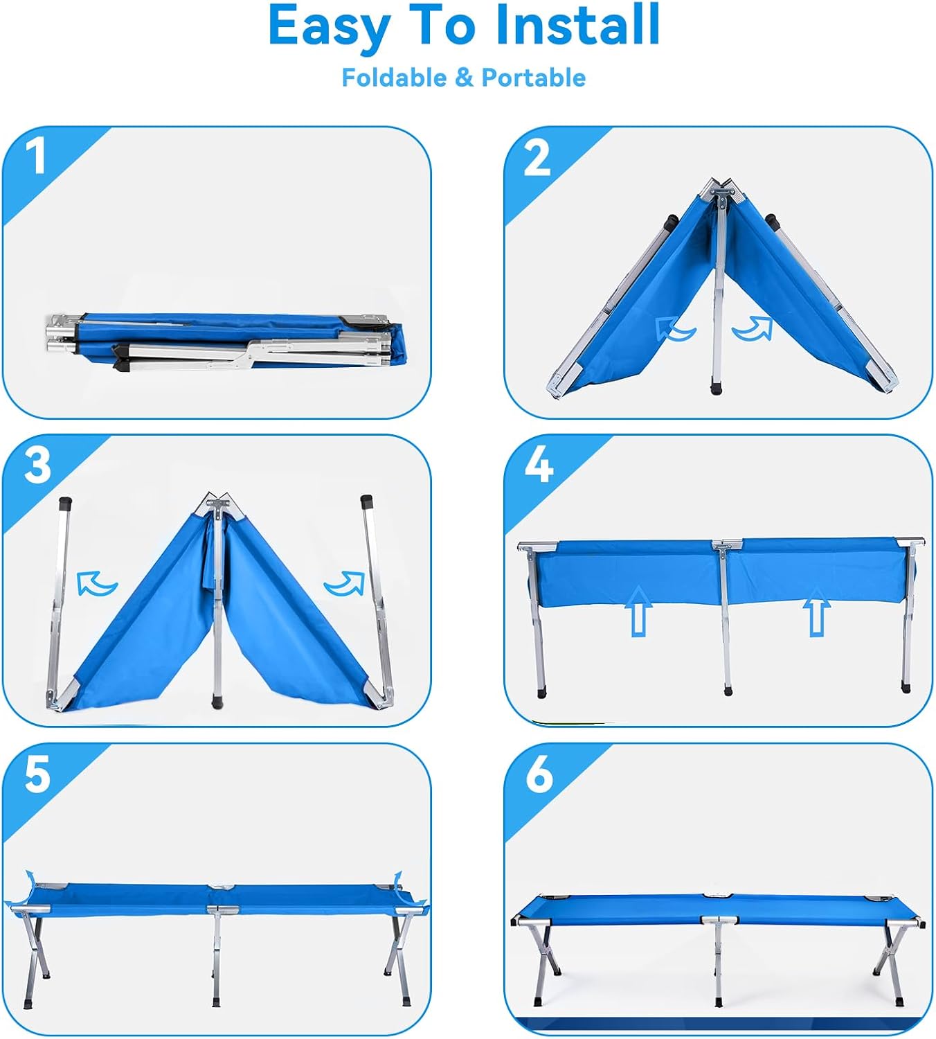 Outvita Folding Camping Cot, Sleeping Bed with Carry Bag, Lightweight Portable Cots for Travel, Fishing, Hiking and Outdoor Activities